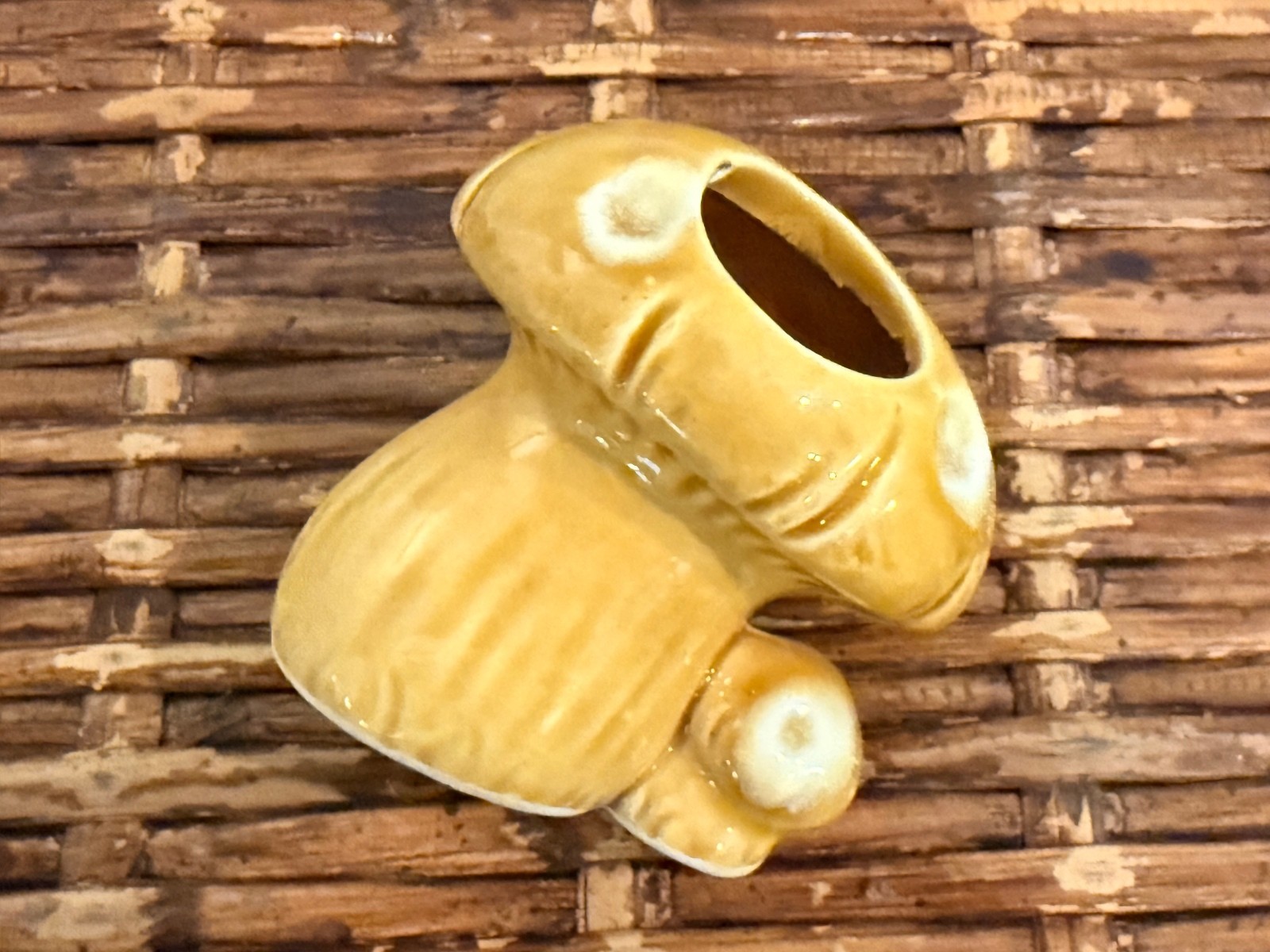 Vintage 1970s Enesco Ceramic Mushroom Toothpick Holder, Fold Toadstool Planter Vintage 1970s Enesco Ceramic Mushroom Toothpick Holder, Fold Toadstool Planter