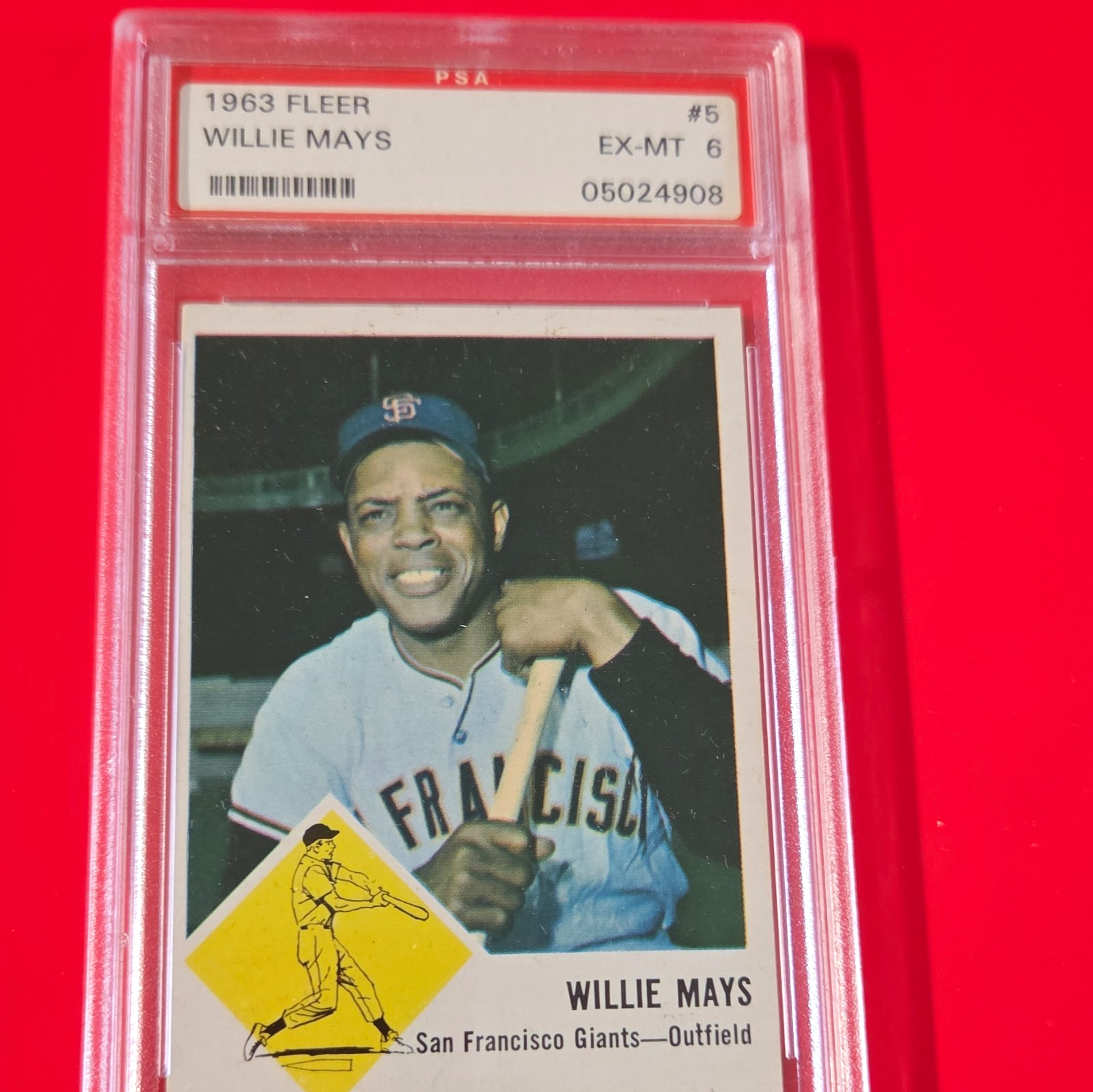 Fleer 1963 Fleer Willie Mays #5 San Francisco Giants PSA 6 Baseball Card