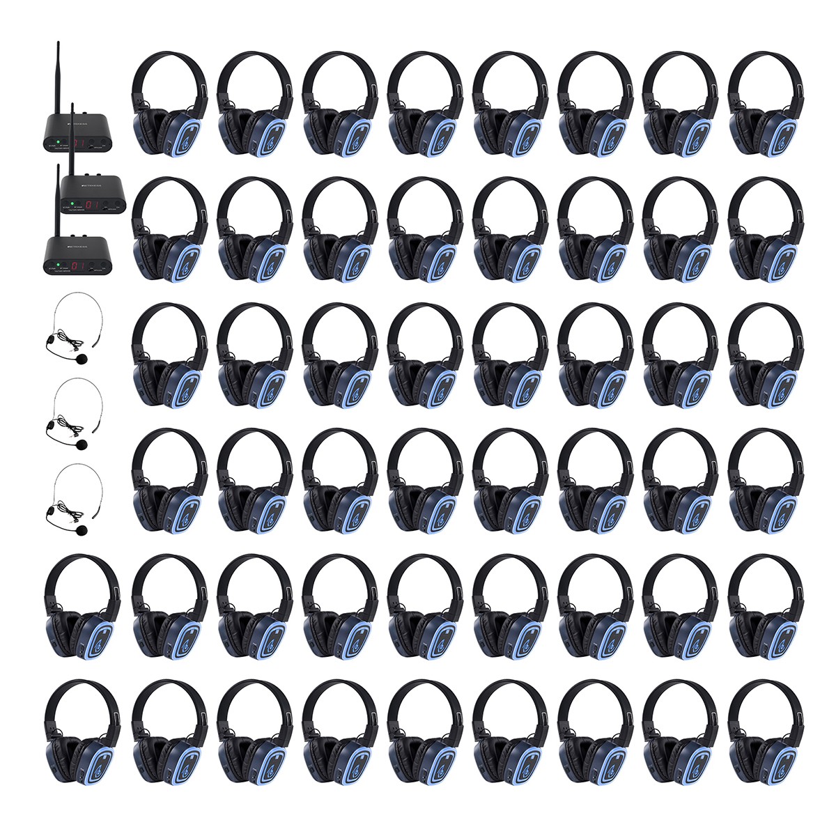 Retekess TA003S TA004S Silent Disco Headphone, 6-Channel with Bluetooth, 50 Pack
