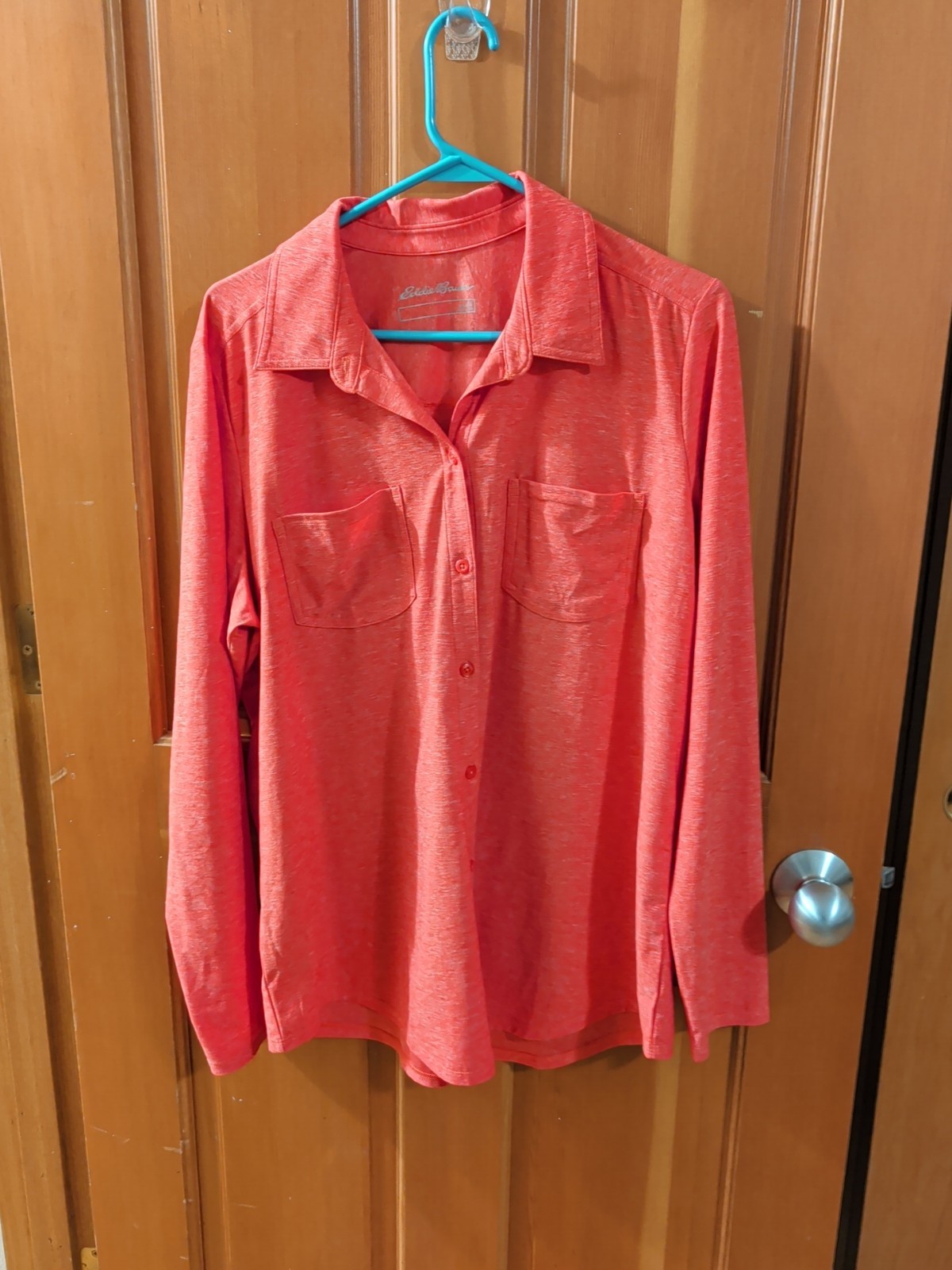 Eddie Bauer Womens XL orange Long-sleeved Button-down Shirt w/Collar Eddie Bauer Womens XL orange Long-sleeved Button-down Shirt w/Collar