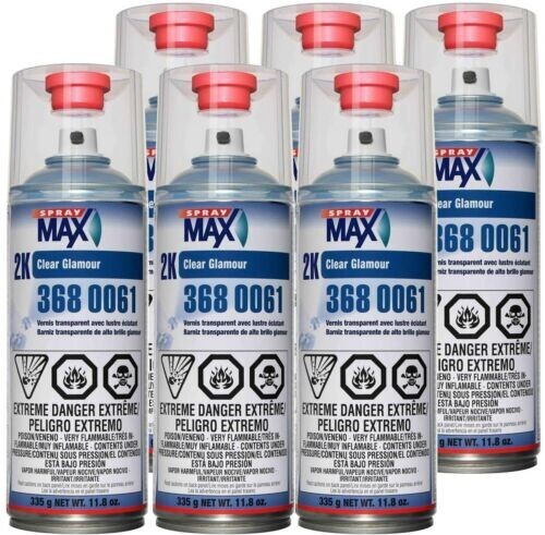 SprayMax 3680061 2K Glamour High Gloss Clear Coat 11.8 oz 1 Case (6 Cans)