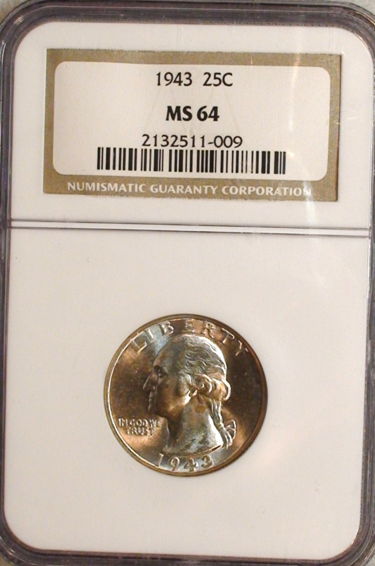 1943 P WASHINGTON QUARTER NGC MS64 UNCIRCULATED 25C Coin BUY IT NOW