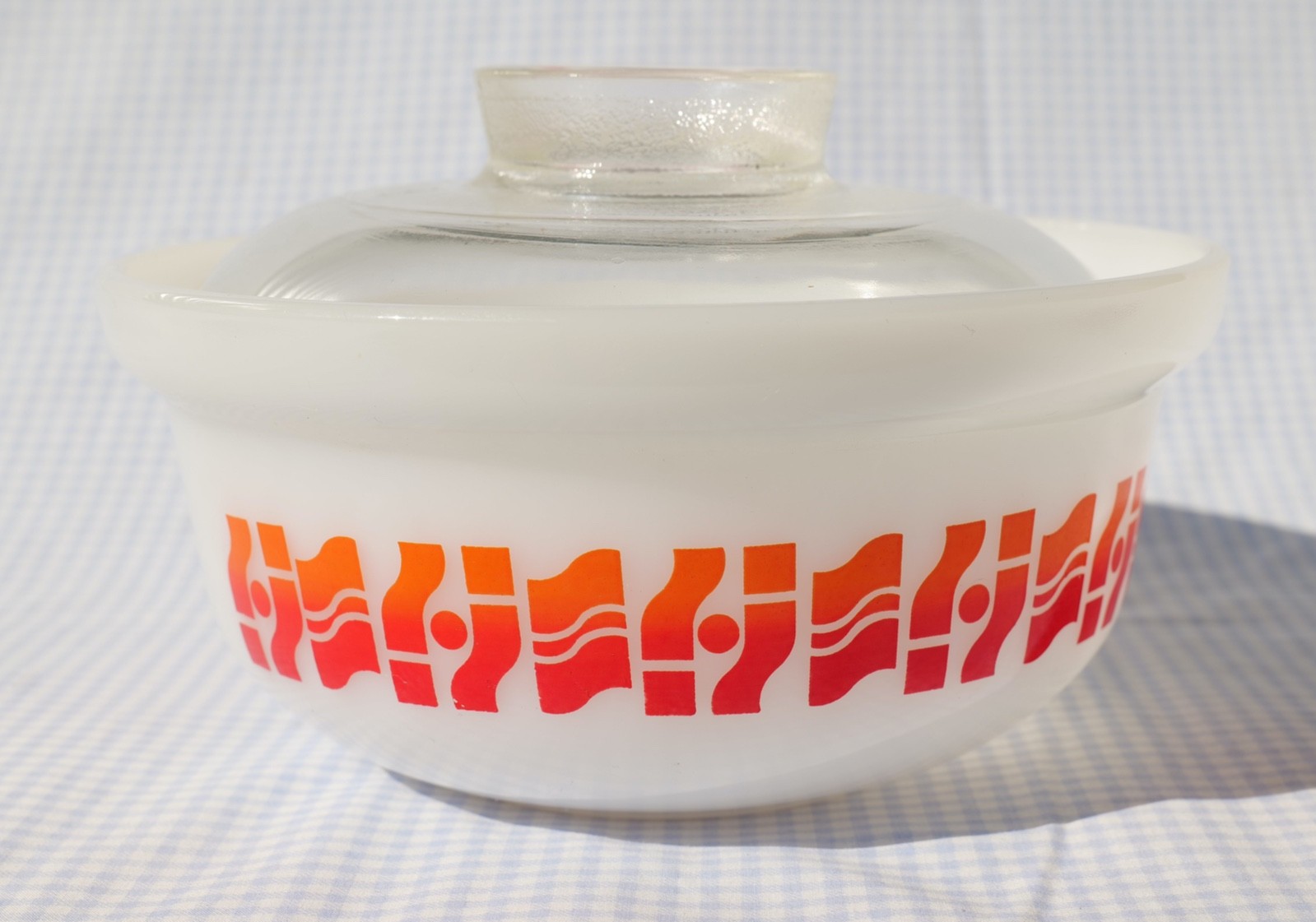 Vintage Crown [Agee] Pyrex ‘Geo Waves’ Half Tubby Casserole & Lid