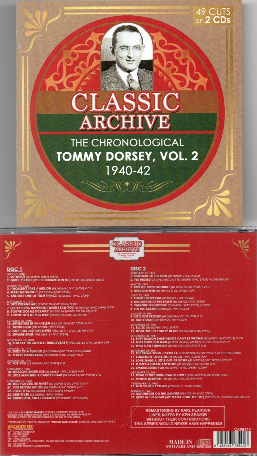 TOMMY DORSEY COMPLETE VOL. 2 1940-42 FIRST TIME ON CD 2 CD IMPORT SET