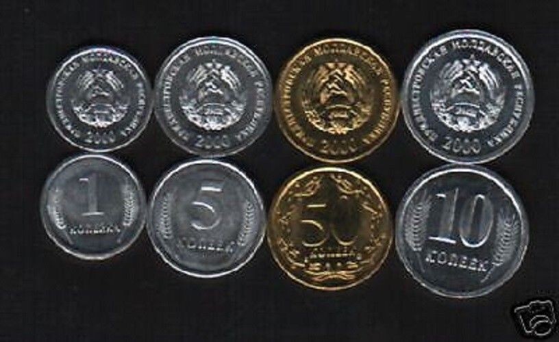 Transnistria 1 5 10 50 Kopeek 2000 x 4 Pcs UNC Ex-USSR World Currency COIN SET