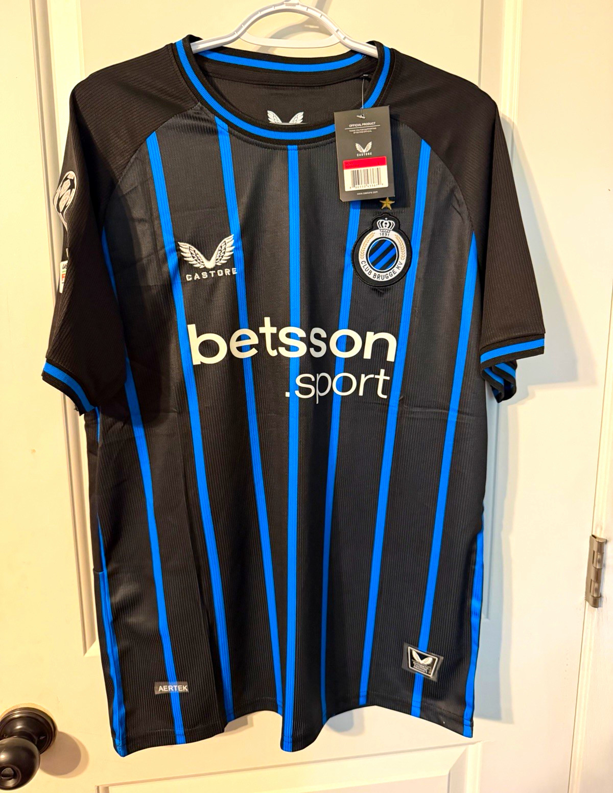 Castore Club Brugge Vanaken #20 Men\'s L Soccer Jersey Black/Blue UEFA UCL
