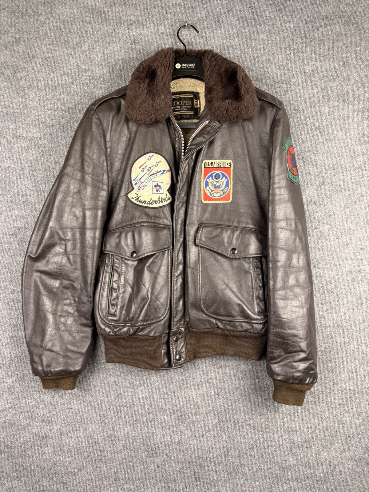 Vintage Cooper Jacket Mens 40 L Brown Leather Flight Bomber Fur Air Force USA Vintage Cooper Jacket Mens 40 L Brown Leather Flight Bomber Fur Air Force USA