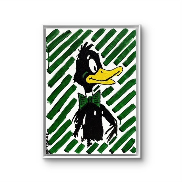 Jae Estelle Original 11x14 Modern Daffy Duck Portrait Painting Signed Canvas Jae Estelle Original 11x14 Modern Daffy Duck Portrait Painting Signed Canvas