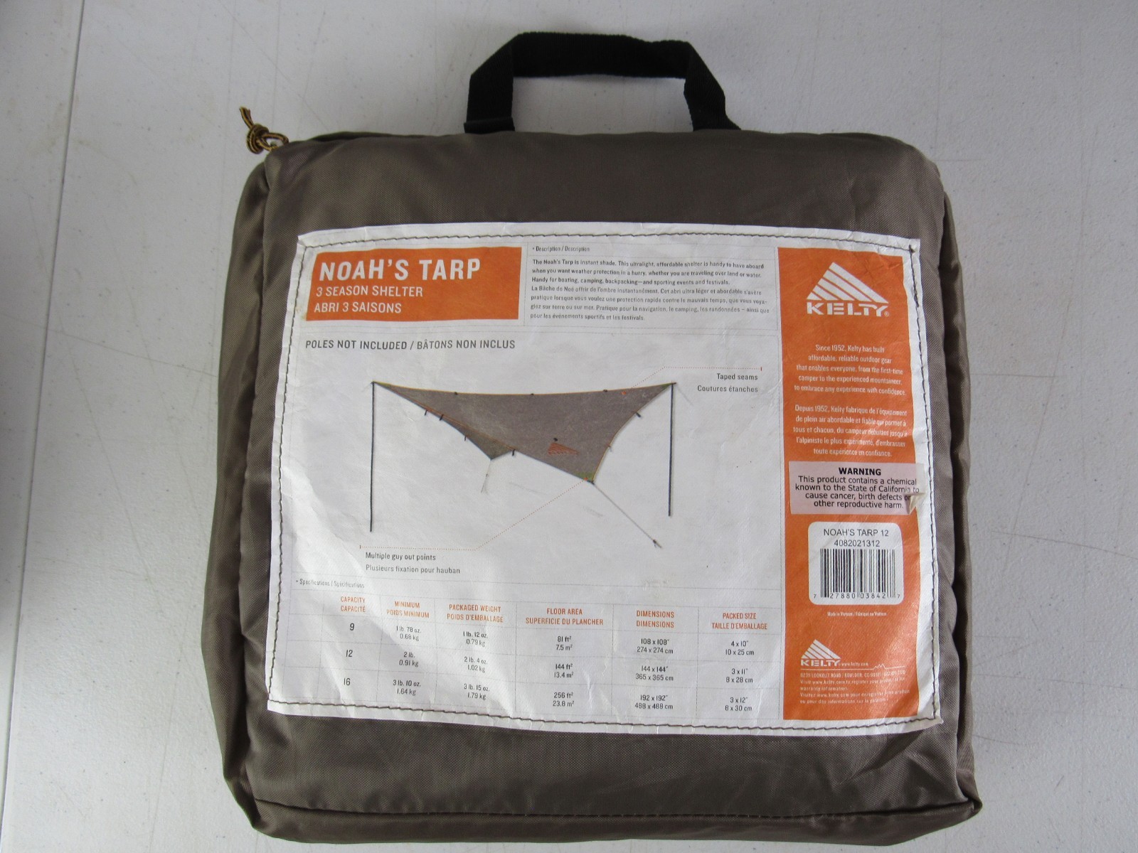 Kelty Noahs Tarp 12 Sun Shelter Awning Portable Canopy 12\' Ropes & Spikes GRV2