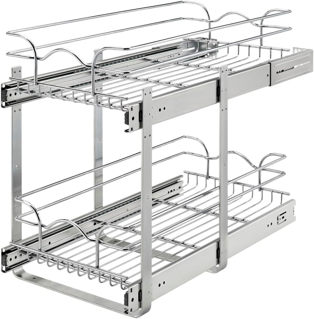 Rev-A-Shelf 2-Tier Kitchen Cabinet Pullout Shelf 12 x 22 In, 5WB2-1222CR-1 Rev-A-Shelf 2-Tier Kitchen Cabinet Pullout Shelf 12 x 22 In, 5WB2-1222CR-1