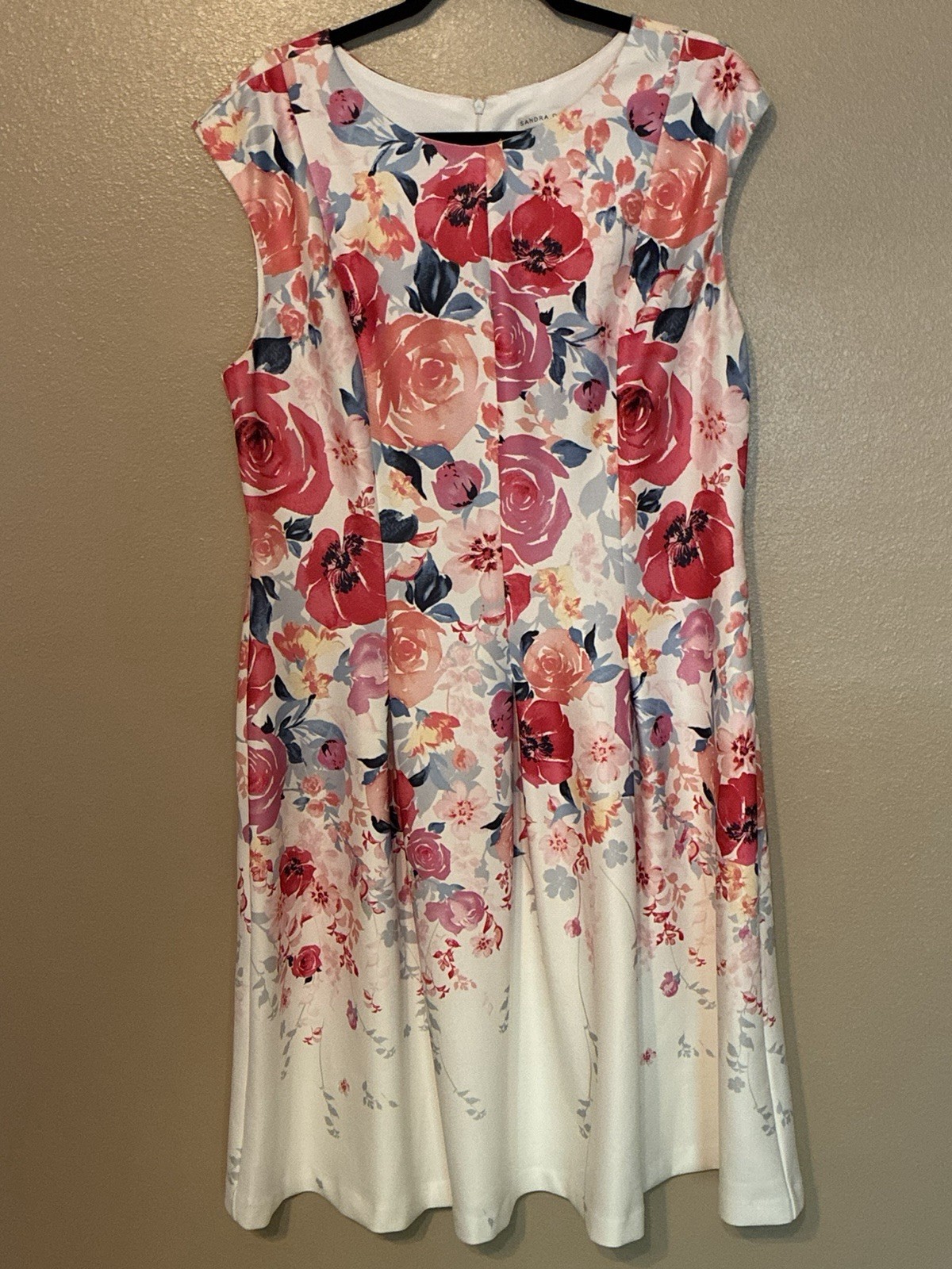 Sandra Darren Floral Sleeveless Midi Dress Size 16