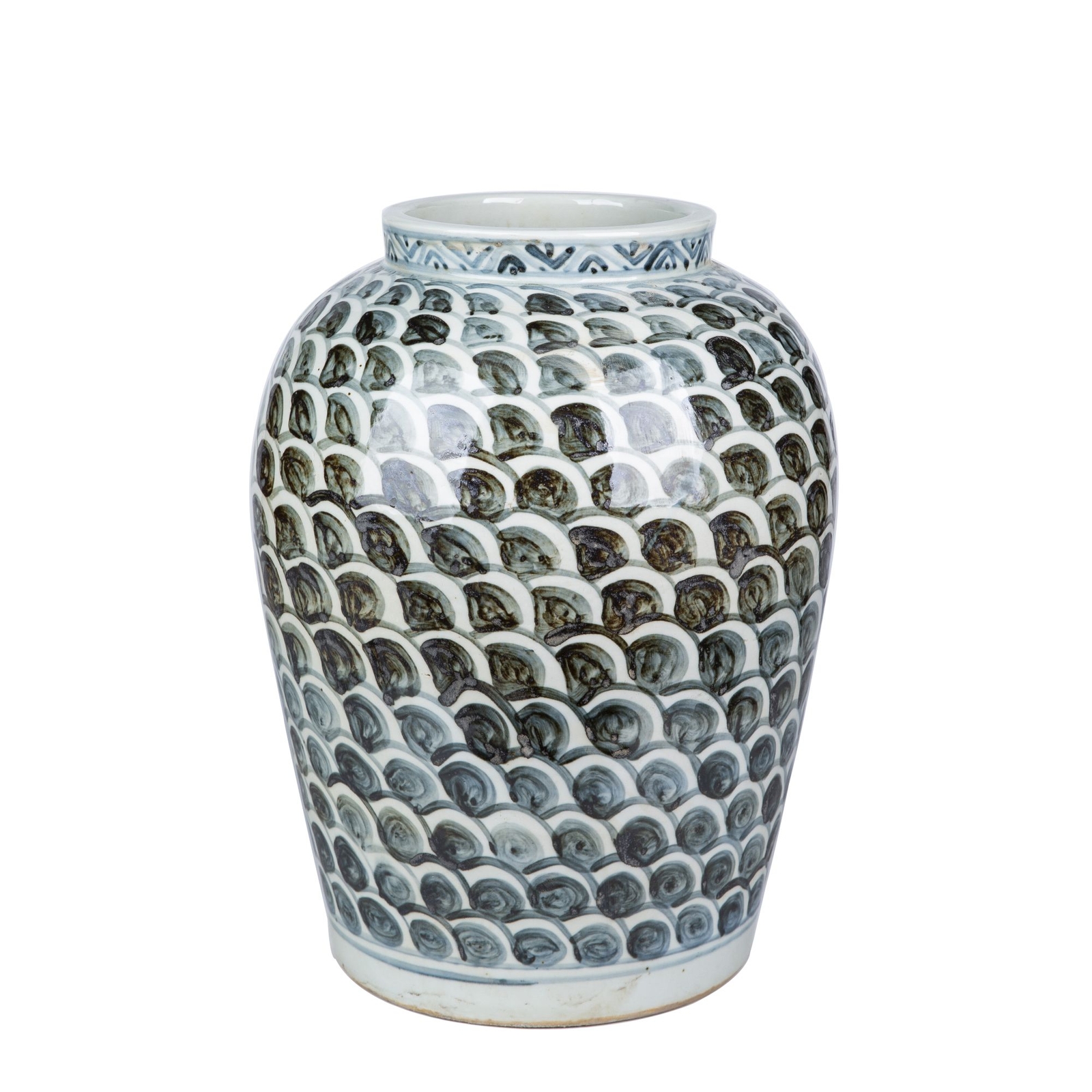 Rustic Blue Jar With Fish Scale Pattern Rustic Blue Jar With Fish Scale Pattern