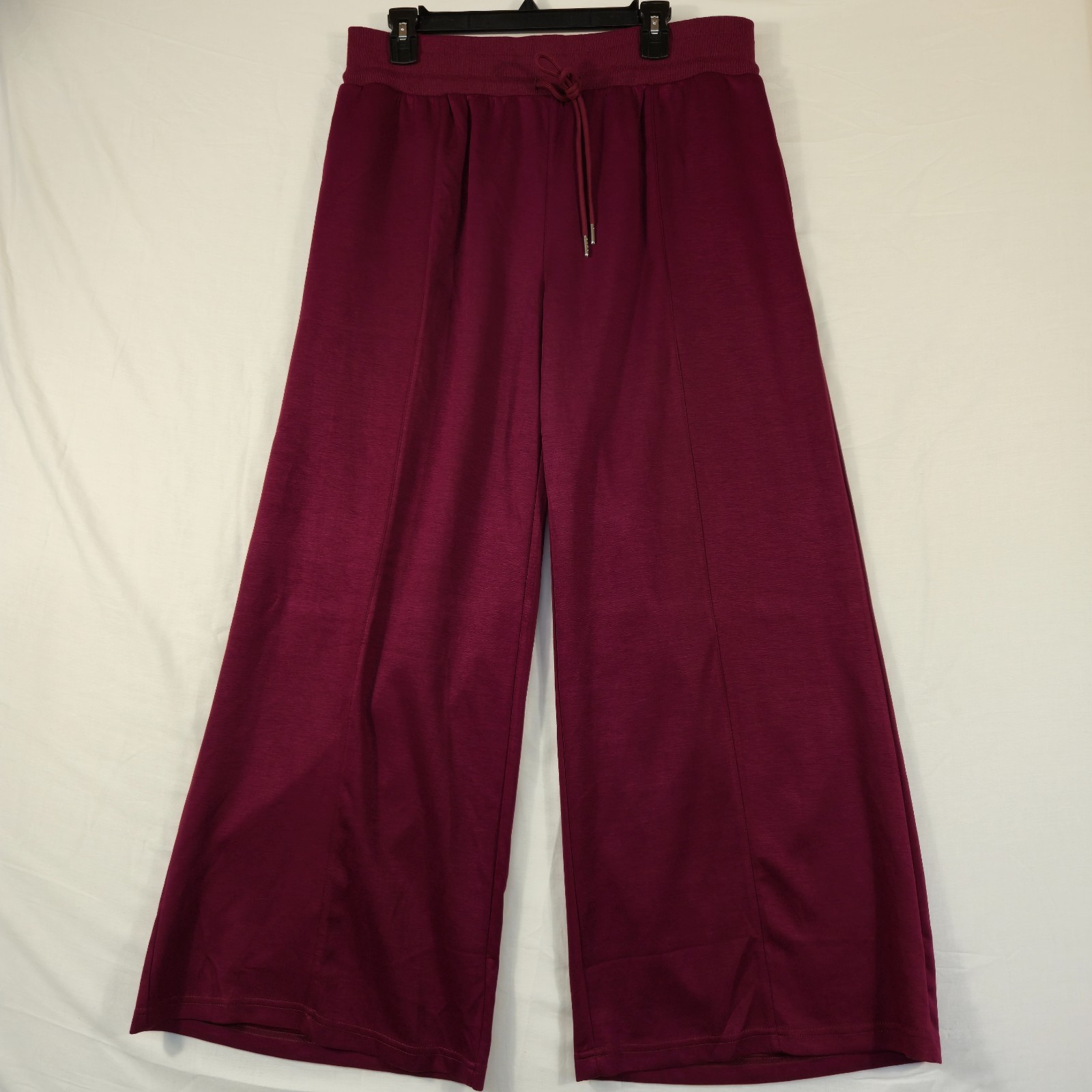 Umgee Wide Leg Pants Womens 1XL Burgundy Stretch Drawstring High Rise Flat Front Umgee Wide Leg Pants Womens 1XL Burgundy Stretch Drawstring High Rise Flat Front