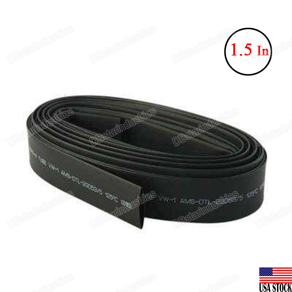 Black Heat Shrink Tubing 1.5 inch (40mm) 2:1 Ratio Sleeve Wire Wrap 4 Feet Black Heat Shrink Tubing 1.5 inch (40mm) 2:1 Ratio Sleeve Wire Wrap 4 Feet