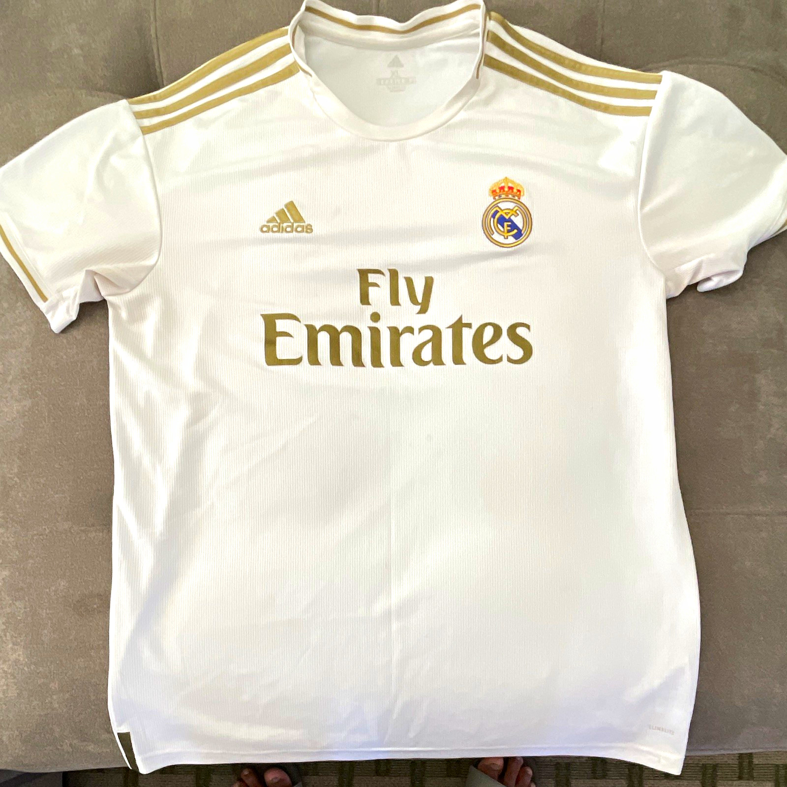 adidas Real Madrid Soccer Jersey Fly Emirates White and Gold