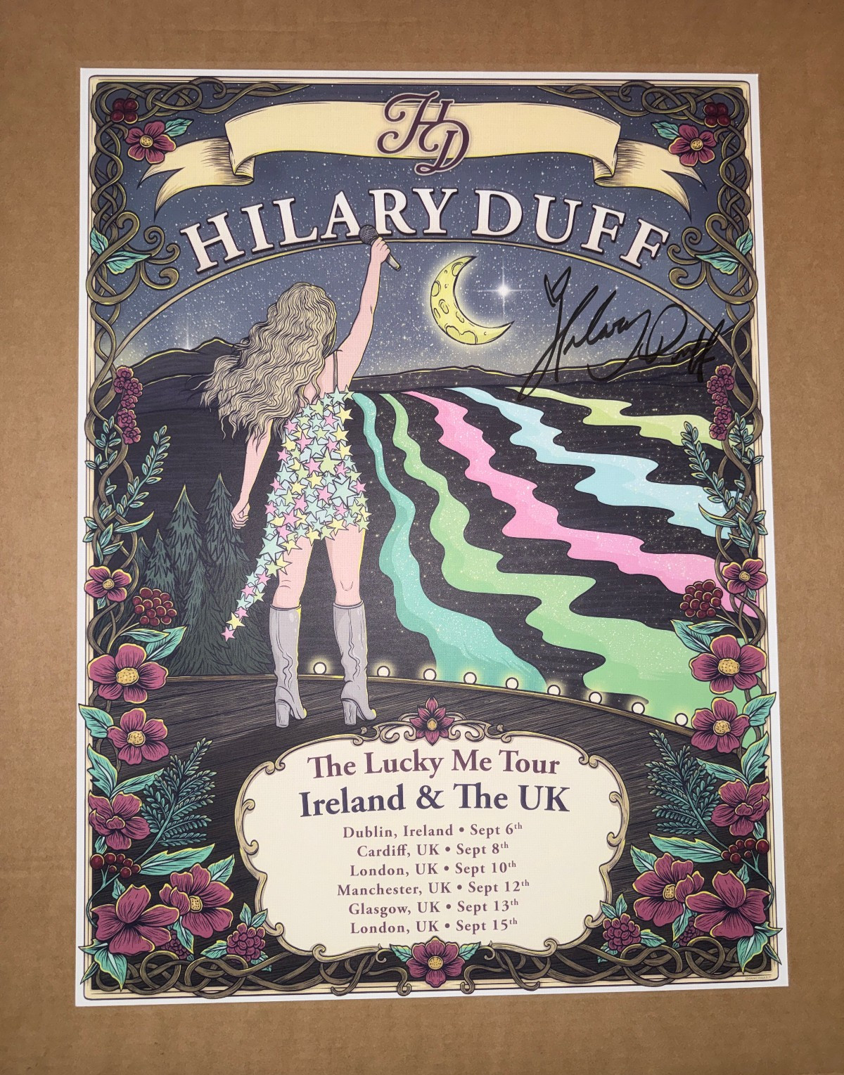 Hilary Duff Lucky Me UK Tour 2026 Hand SIGNED Poster NEW London O2 Arena