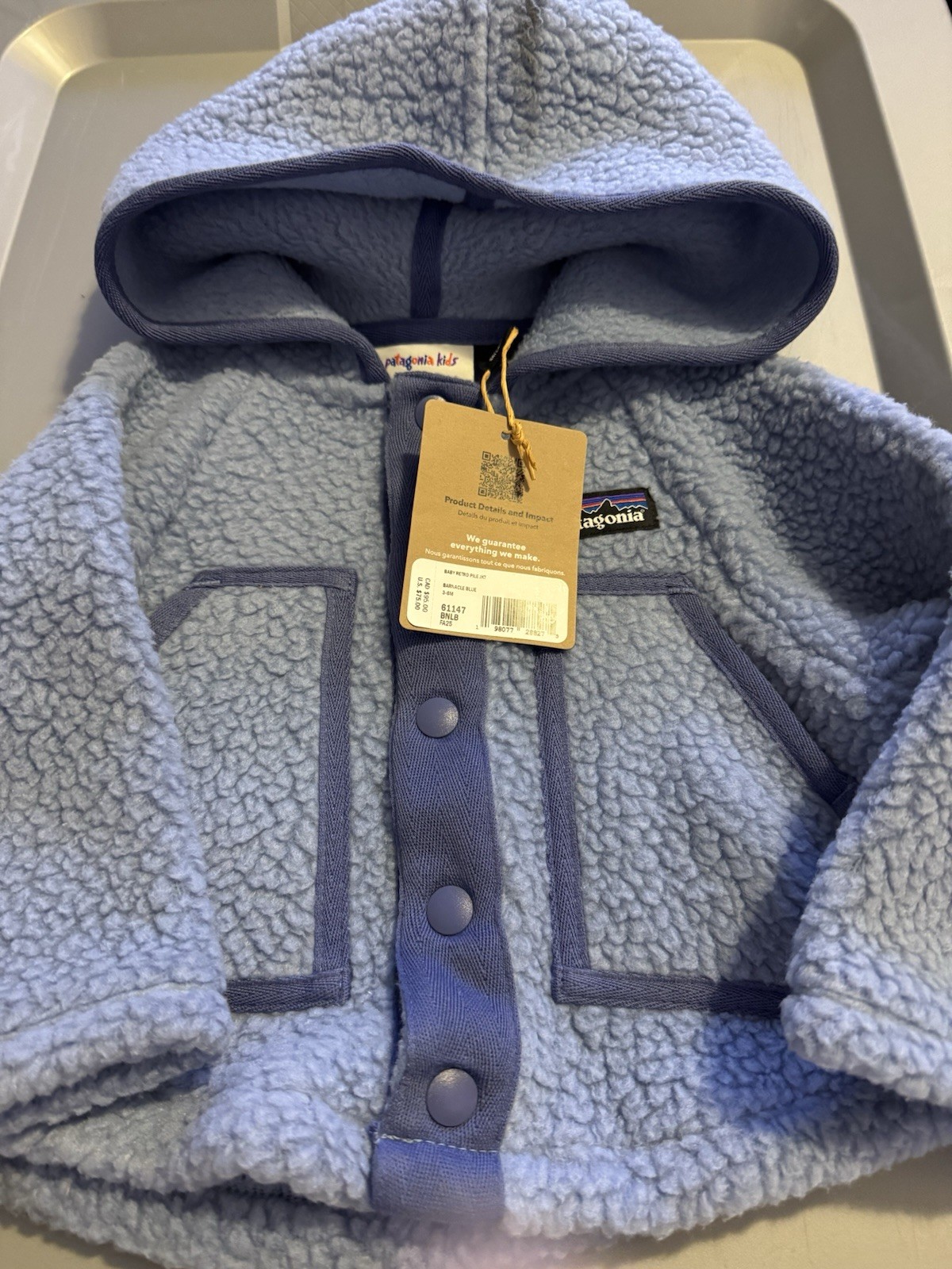 Patagonia PATAGONIA BABY RETRO PILE JACKET TODDLERS'barnacle Blue 3-6M Patagonia PATAGONIA BABY RETRO PILE JACKET TODDLERS'barnacle Blue 3-6M