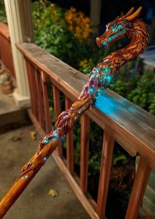 ART-wooden walking stick Hand Carved handmade Dragon wooden walking gift A ART-wooden walking stick Hand Carved handmade Dragon wooden walking gift A