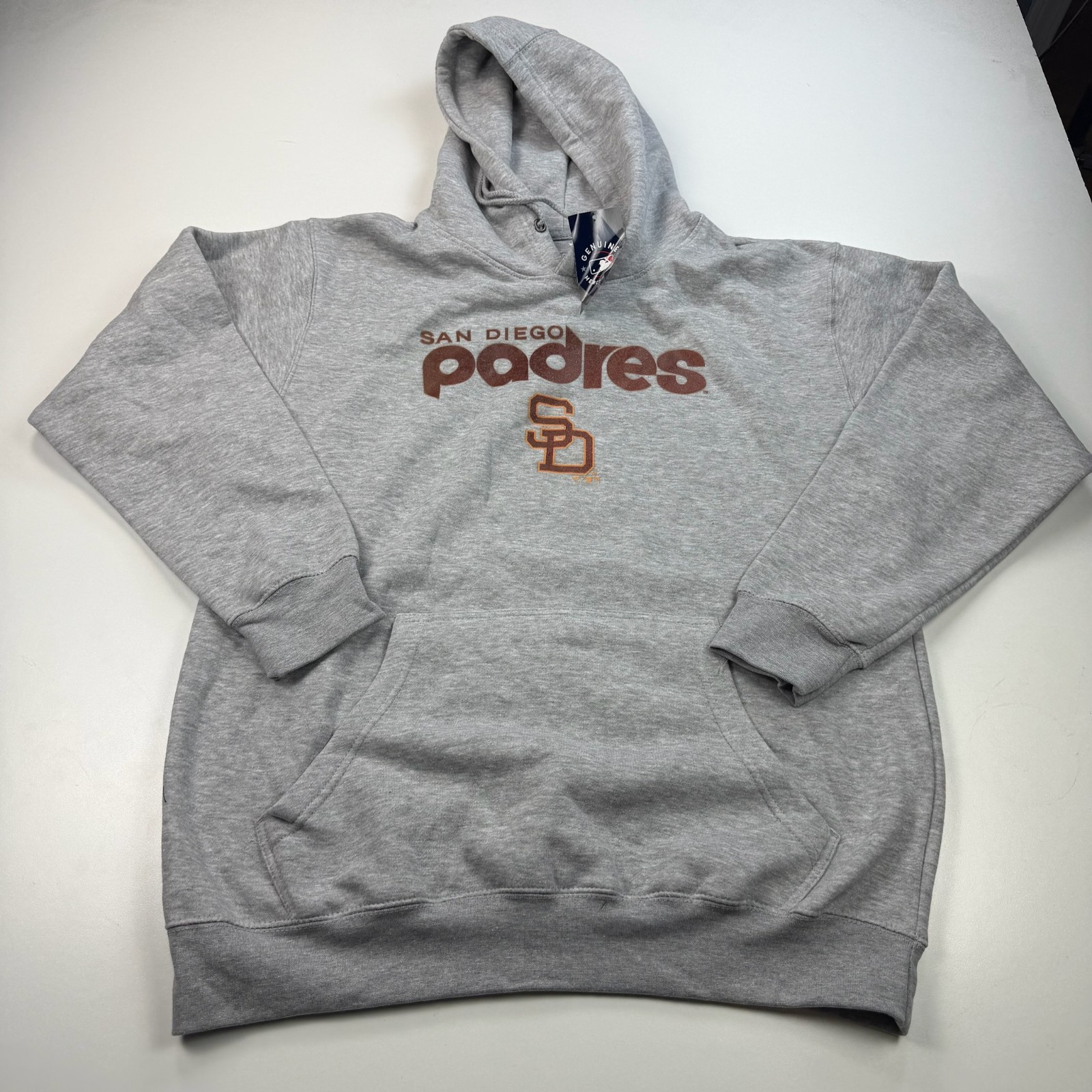 NEW San Diego Padres Hooded Sweatshirt Adult Large Gray Hoodie Pullover Logo MLB