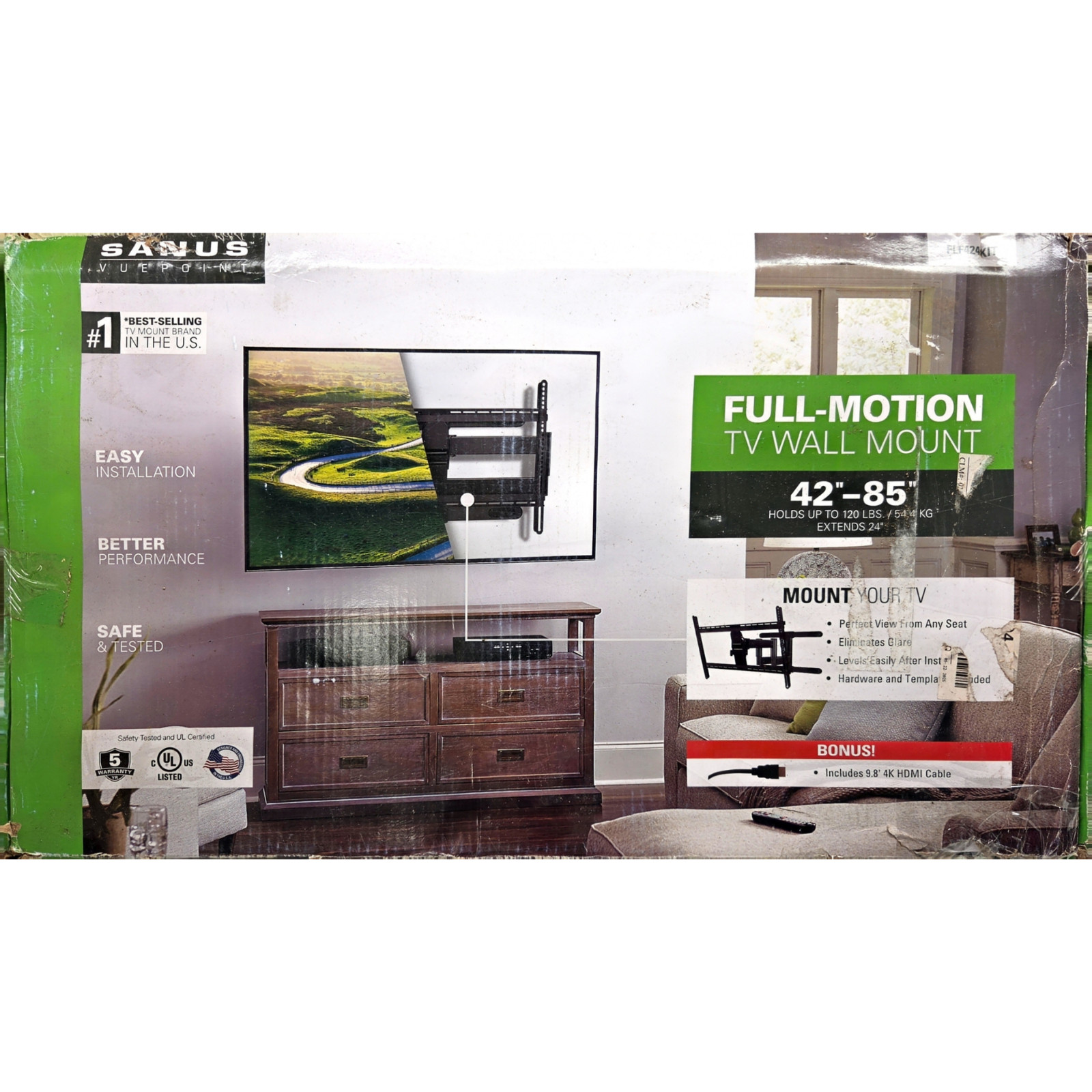 Sanus Decora Full- Motion TV Mount For 42”- 90” TVs 