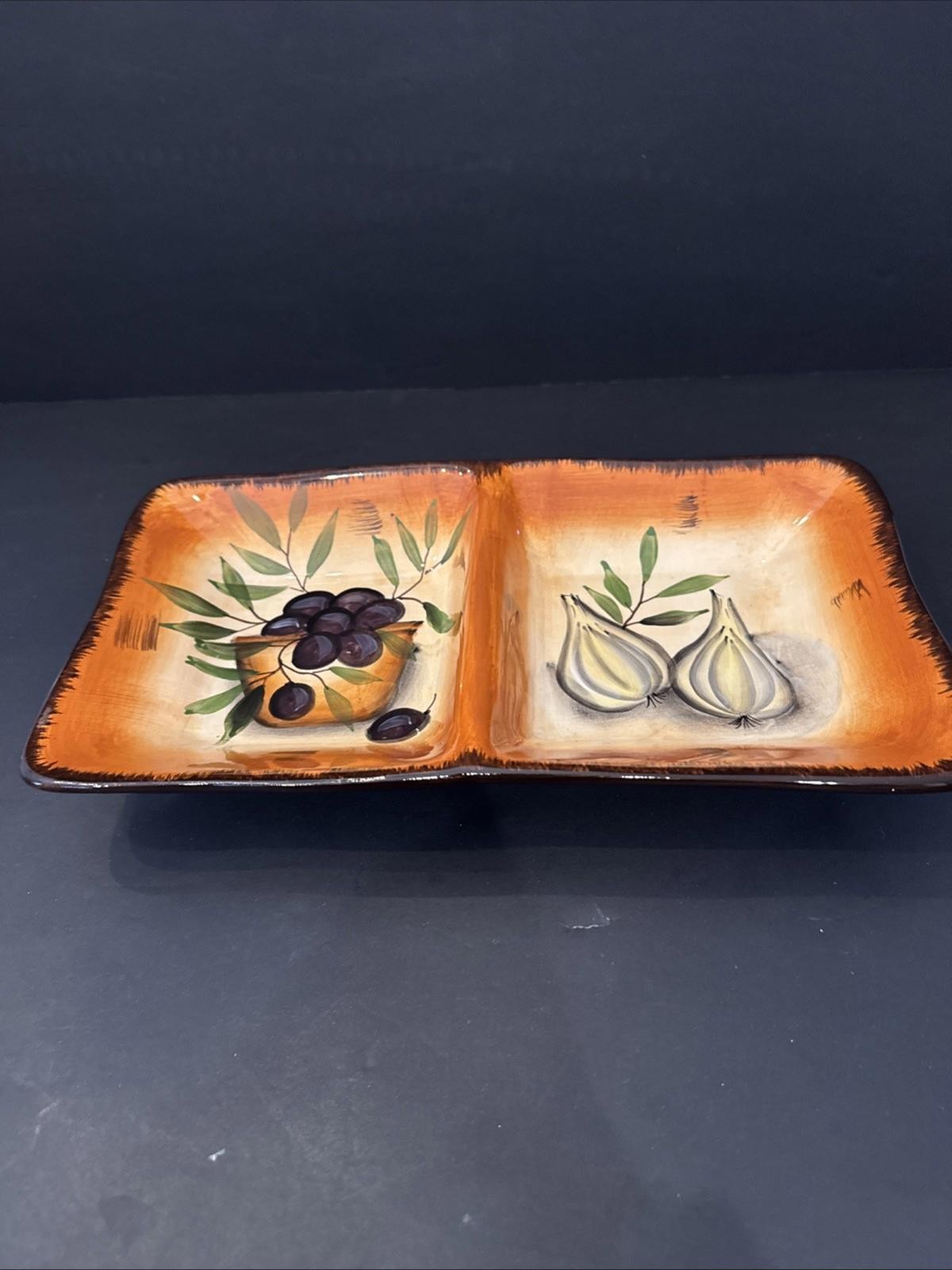 Pier 1 Imports Earthenware Tuscan Divided Serving Dish Olives Onions Pier 1 Imports Earthenware Tuscan Divided Serving Dish Olives Onions