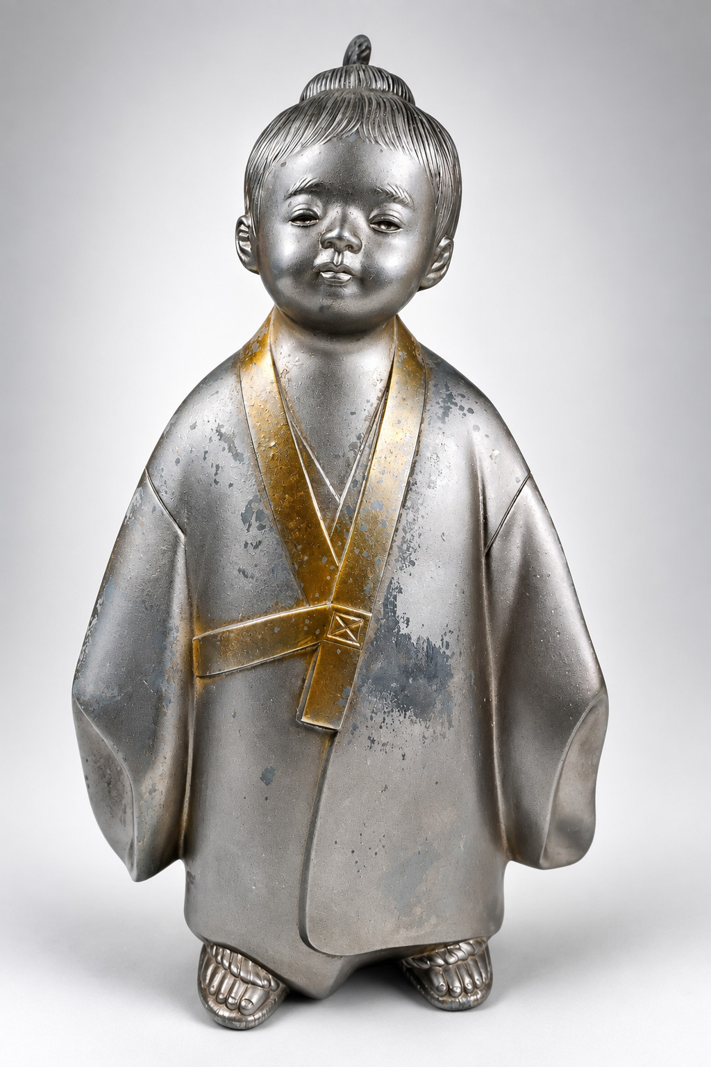 Vintage Japanese Kome Jiichi Muga Doji Bronze Takaoka Selflessness Child