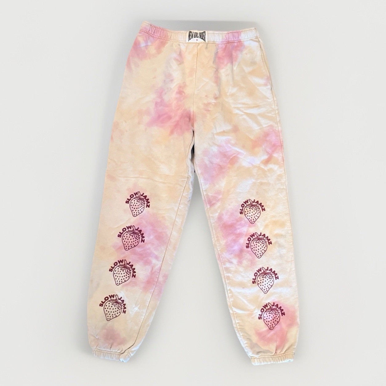 Zumiez New Girl Order Jogger Sweatpants Strawberry Shortcake Tie Dye size large Zumiez New Girl Order Jogger Sweatpants Strawberry Shortcake Tie Dye size large