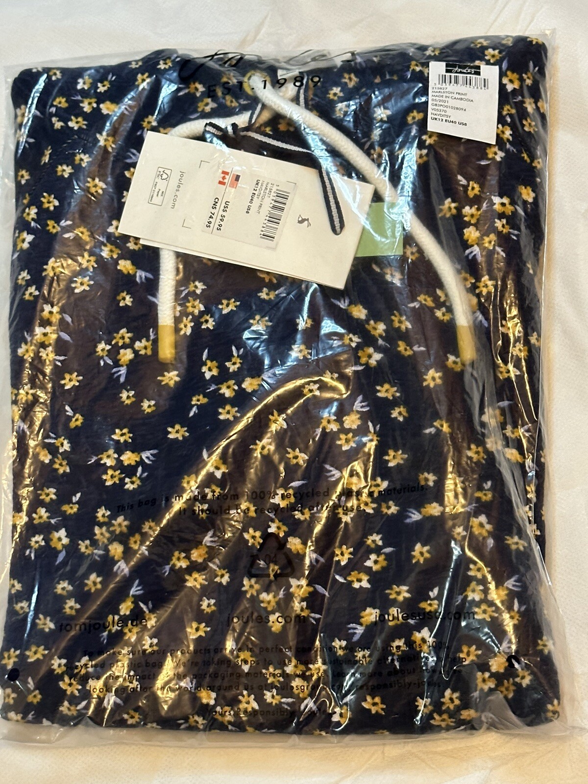 NEW Joules Women’s Marlston Print Hooded Sweatshirt - Navy Ditsy Print UK12/US8 NEW Joules Women’s Marlston Print Hooded Sweatshirt - Navy Ditsy Print UK12/US8