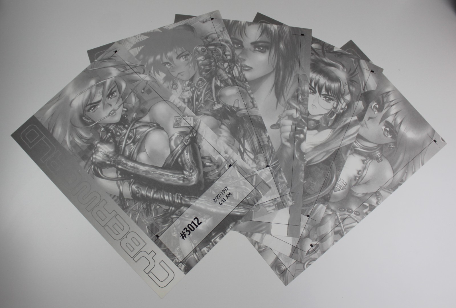 5 x 1997 MASAMUNE SHIROW POSTERS Original Spanish Vintage Gray & White Norma
