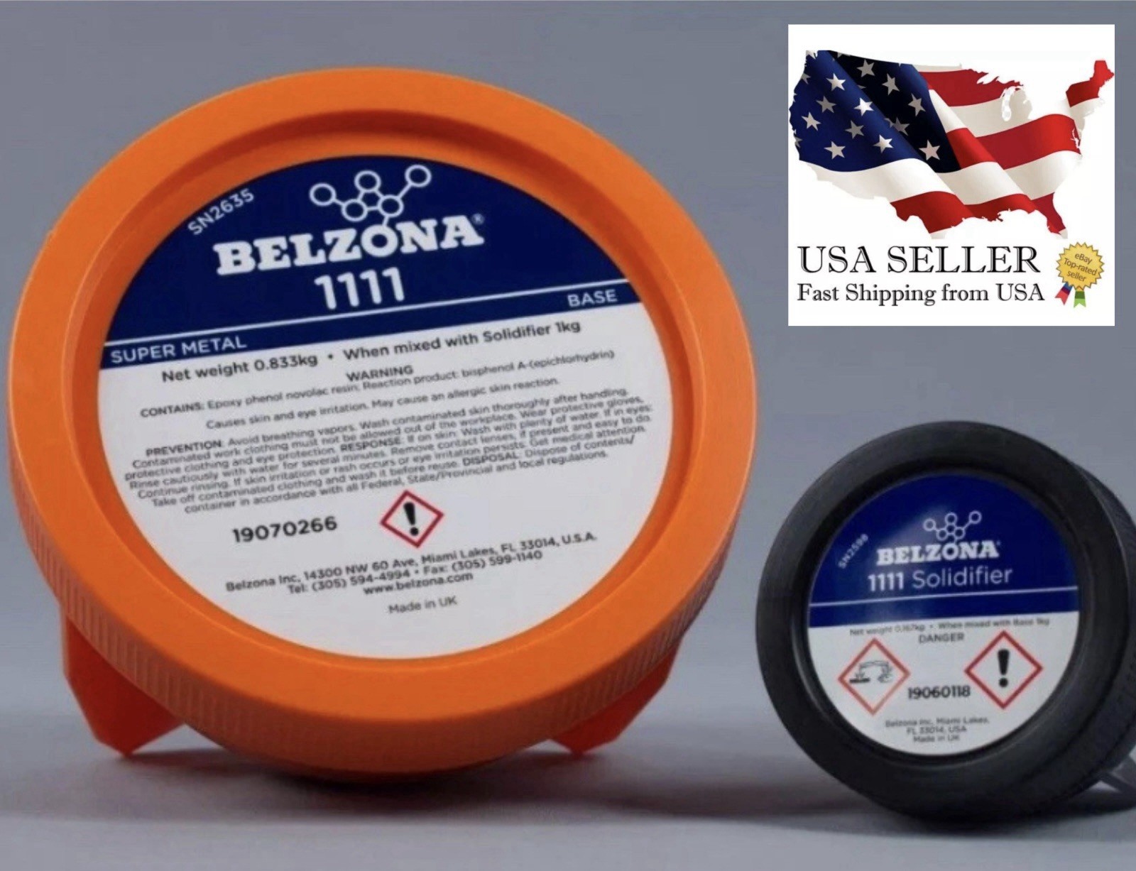 Belzona 1111 Super Metal Set Base & Solidifier 1kg Sealed NEW & SHIPS FROM USA