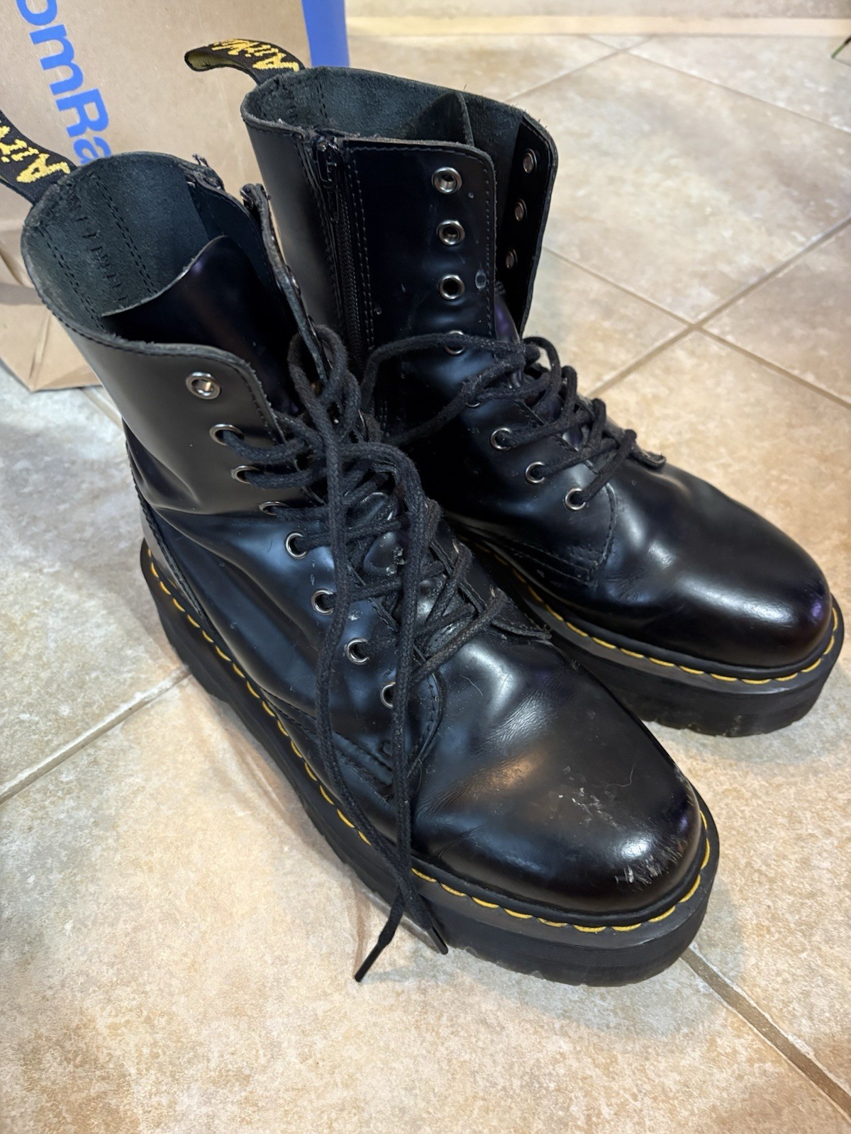Dr. Martens JADON Black Air Ware Platform Leather PUNK Combat Boots Mens 9M