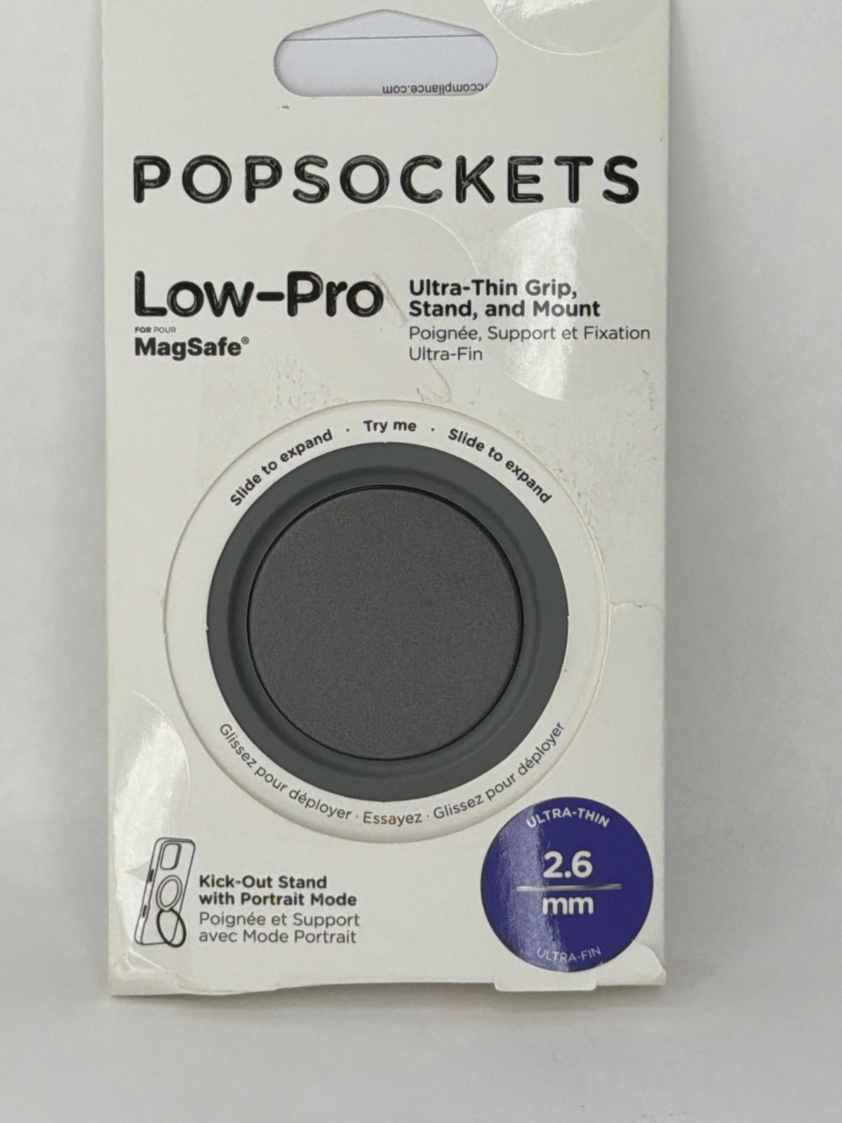 PopSockets Low Pro Grip for MagSafe Ultra-Thin Magnetic Phone Grip/Stand Gunmeta
