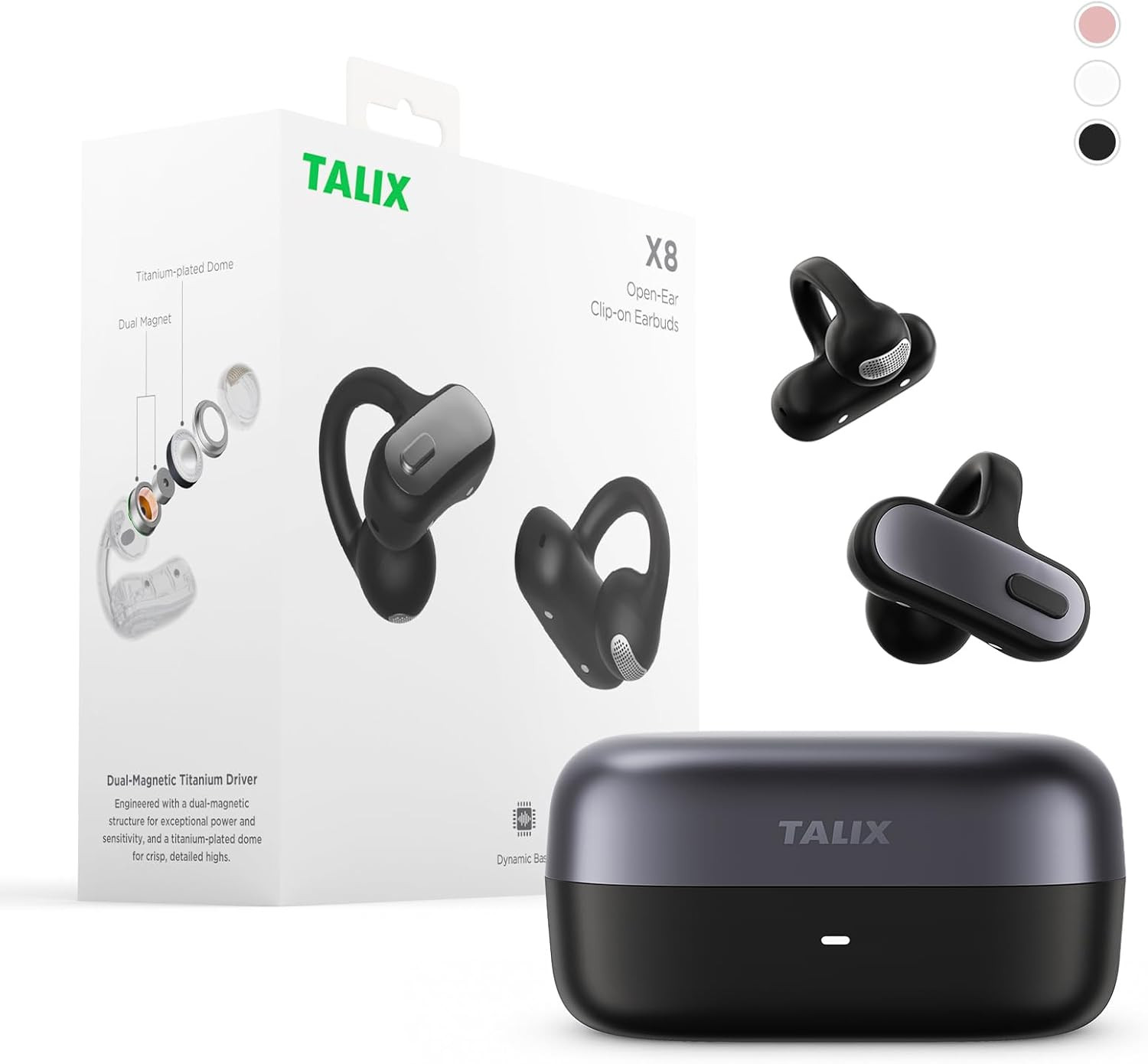 TALIX Open Ear Clip-On Earbuds X8 with AI ENC & Powerful Bass, Wireless Bluetoot TALIX Open Ear Clip-On Earbuds X8 with AI ENC & Powerful Bass, Wireless Bluetoot