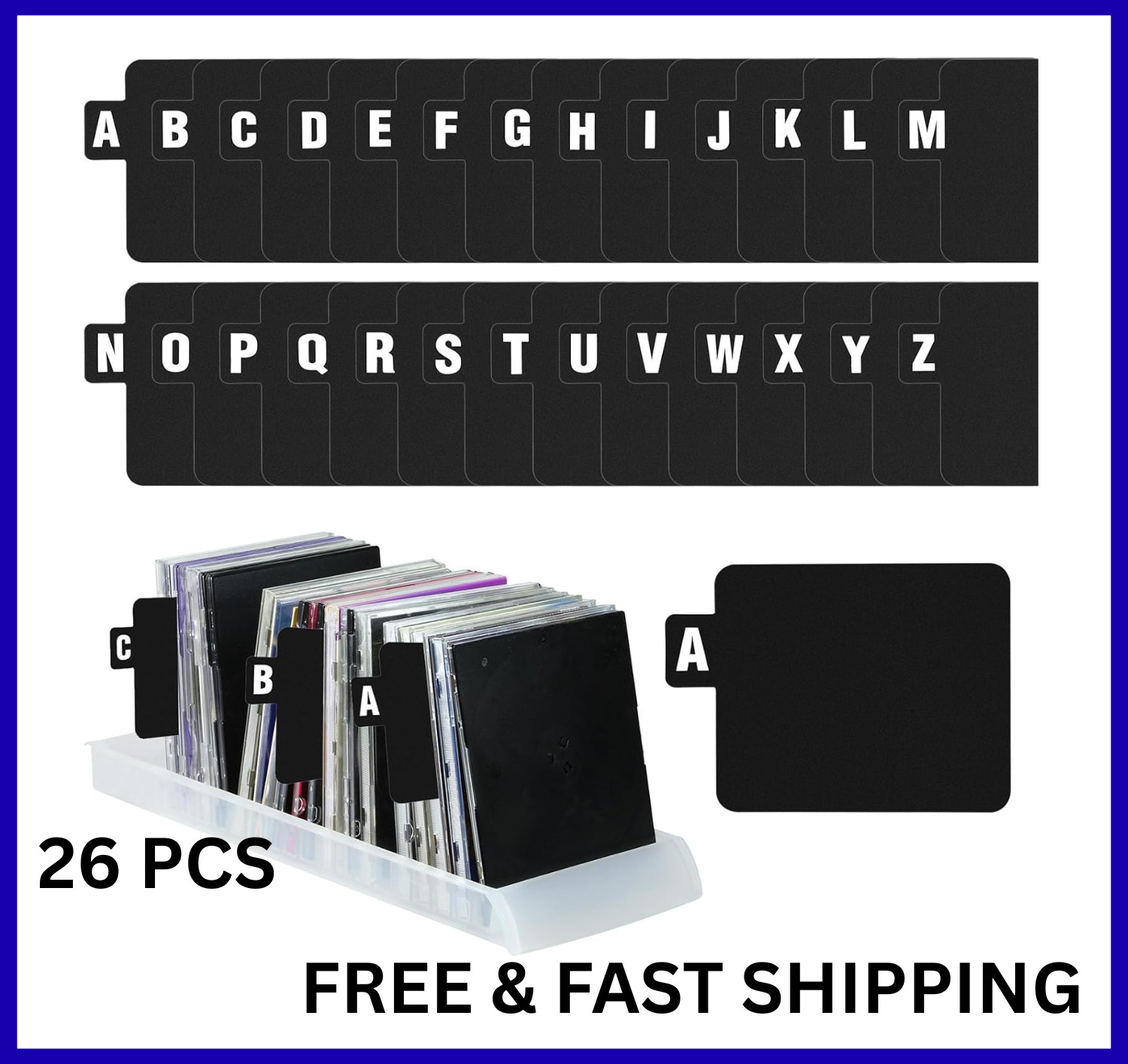 26 PCS Vinyl Record Dividers A-Z Alphabet Record Organizer with Alphabetical Tab