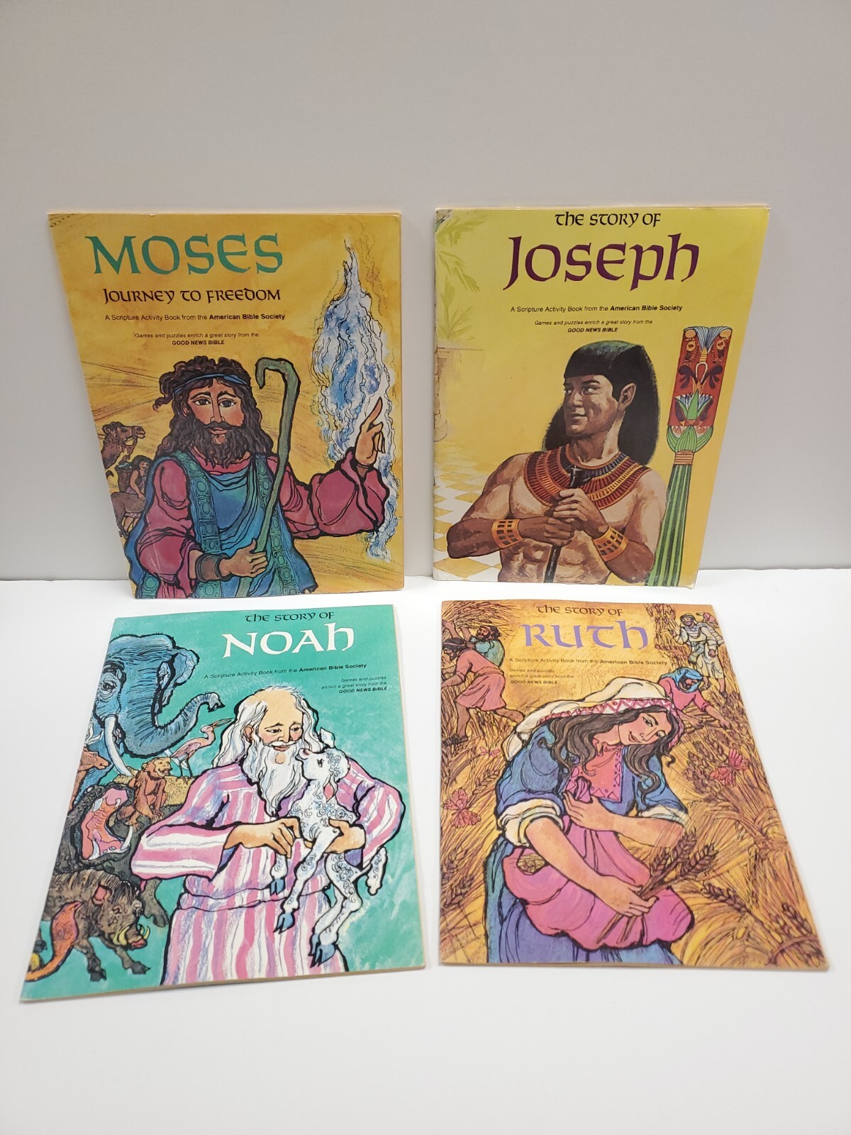 American Bible Society Coloring Activity Books - Set of 4 Four 1970s - NOS NICE