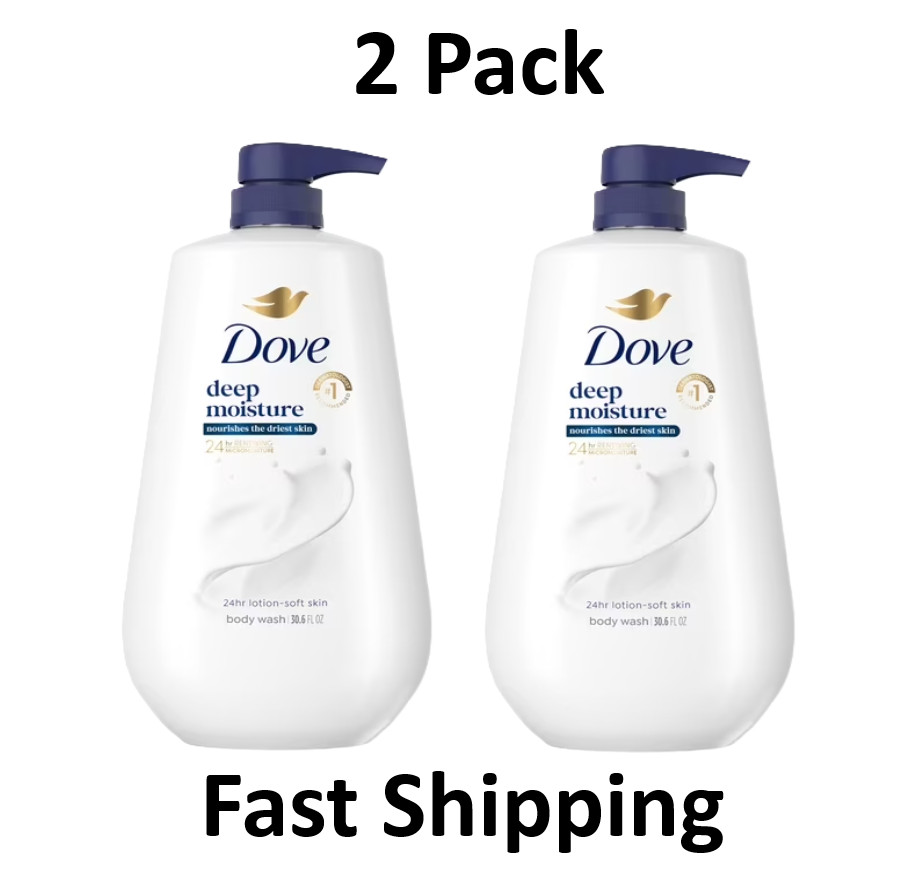 Dove Body Wash Deep Moisture for 24hr Lotion-Soft Skin Moisturizing 30.6 oz 2 Pk