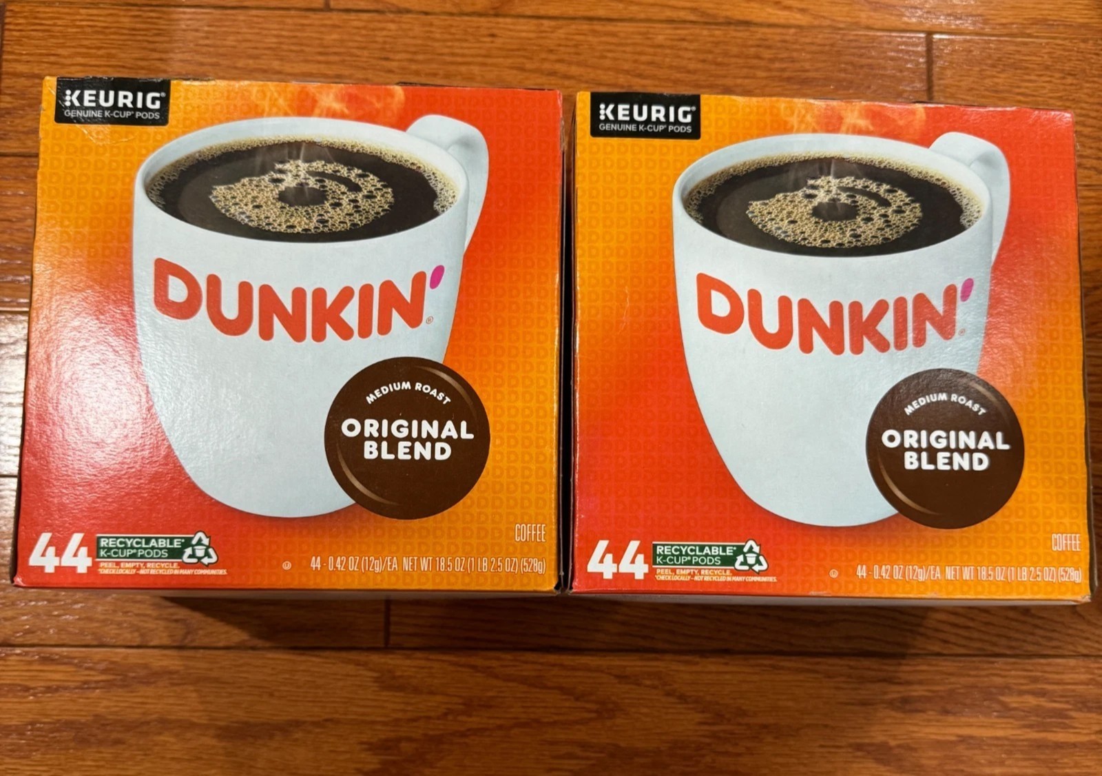 Dunkin' Original Blend Medium Roast Coffee Keurig K-Cup Pods 2 Pack 88 Count