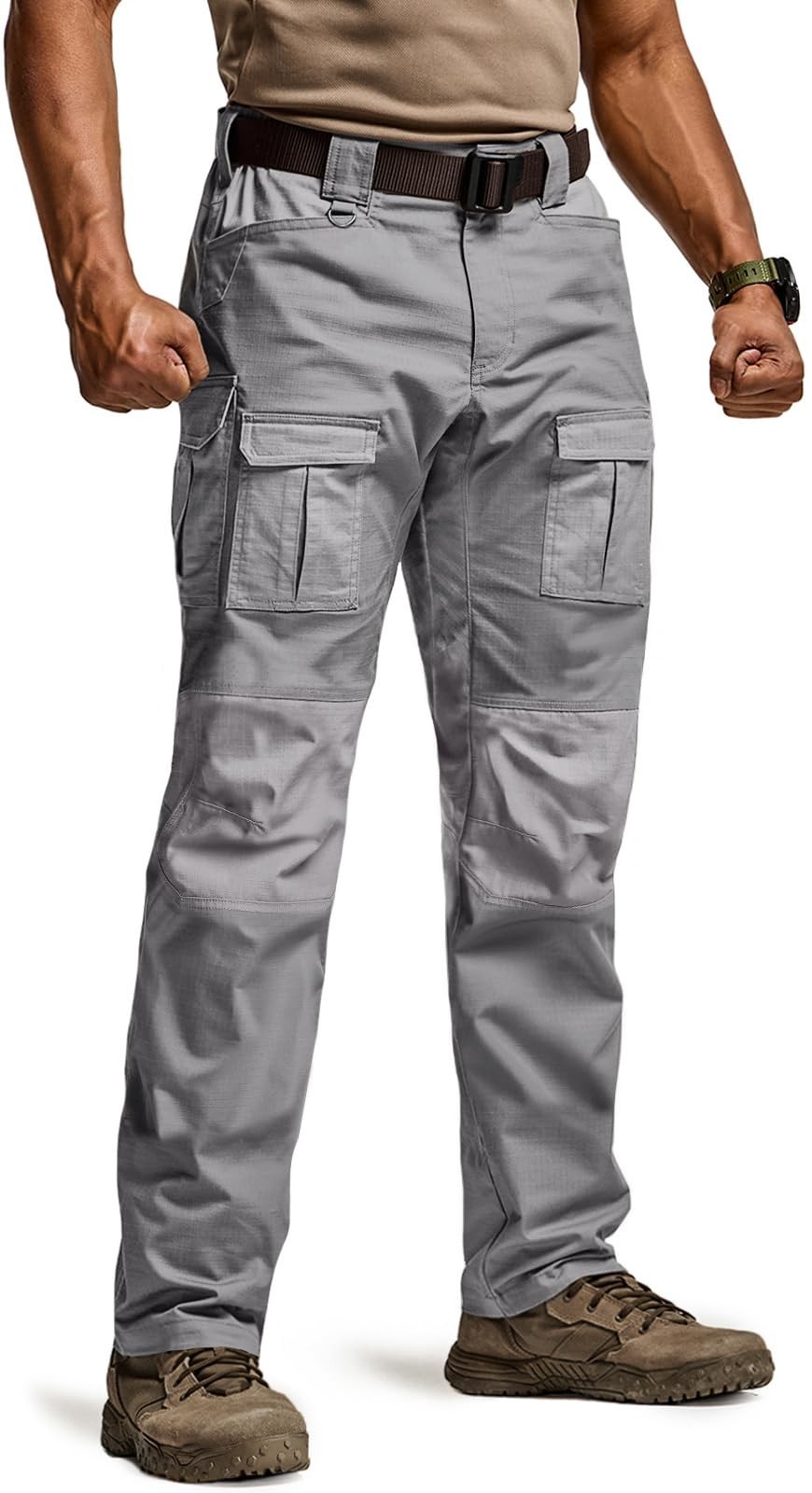 CQR Men\'s Flex Ripstop Tactical Pants, Water Resistant Stretch Cargo Pants