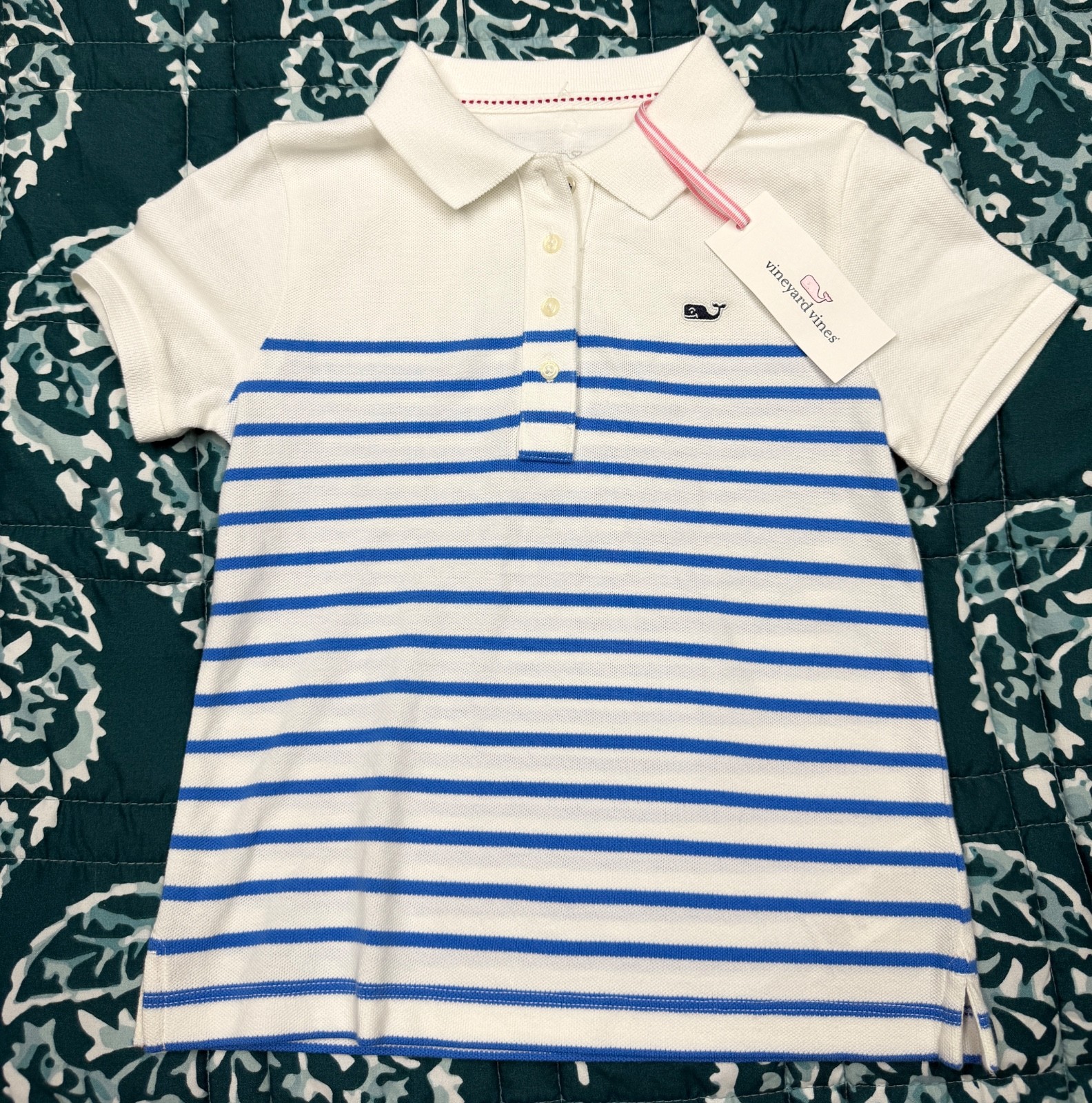 NWT Vineyard Vines Boys Small Striped Polo Blue White Breton Heritage $39.50
