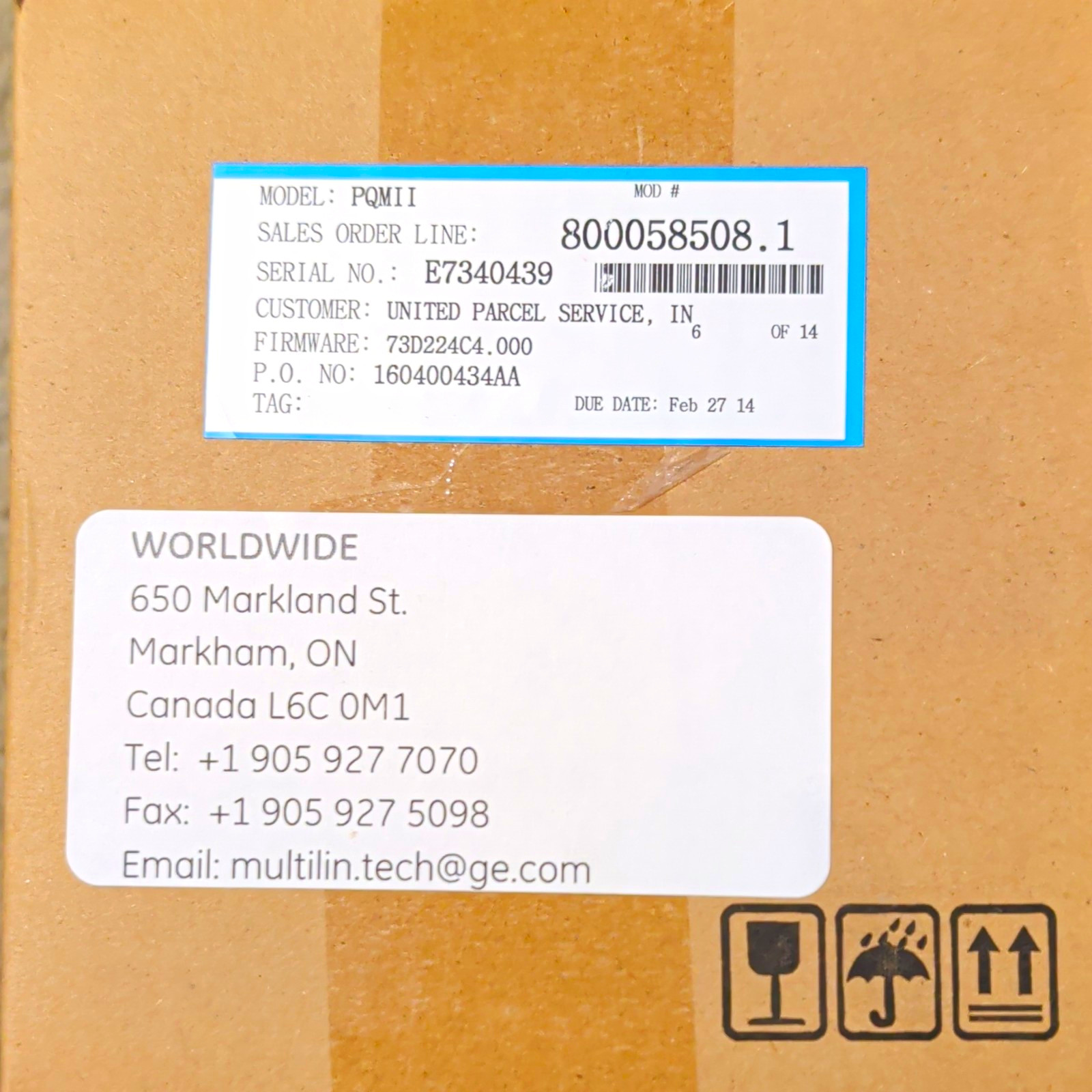 GE Multilin PQMII Protection Relay 800058508.1