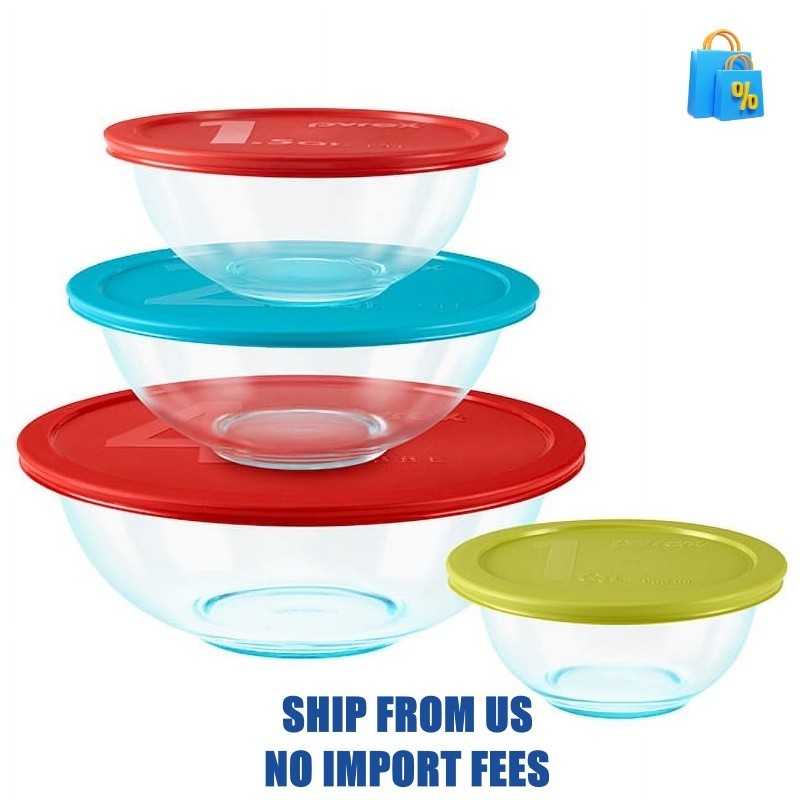 Pyrex Mixing Bowl, Glass, 8-Piece