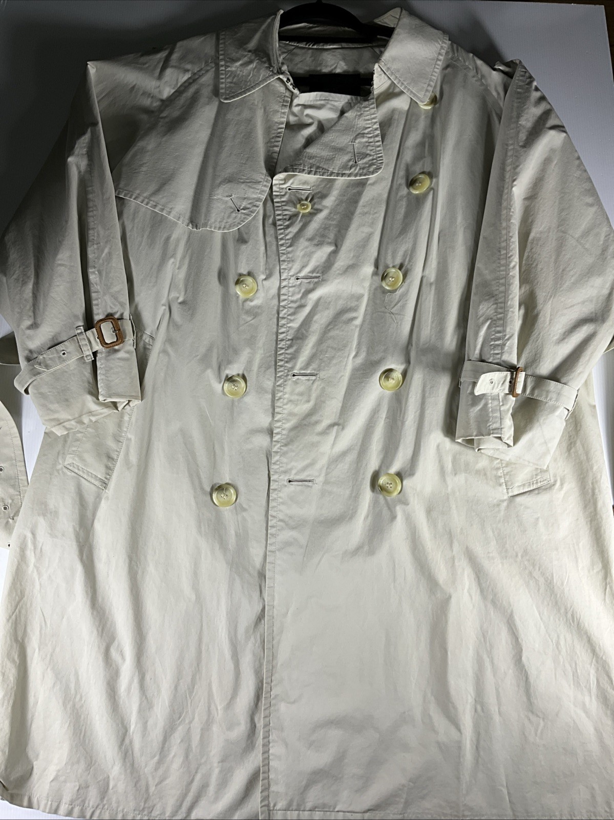 Vintage Burberrys Trench Coat Mens XL Beige Cotton Made England 25” Pit