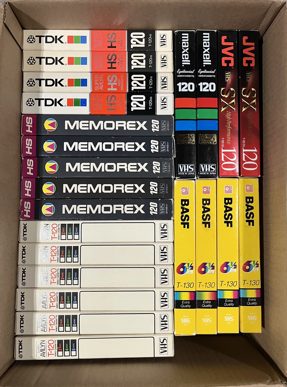 Lot Of 12 VHS Tapes Assorted Brands TDK Memorex Blanks BASF Maxell Polaroid JVC