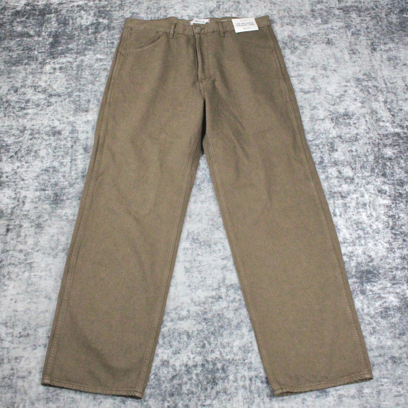 NEW Madewell Jeans Mens 34x32 Brown The 1991 Loose Straight Relaxed Denim