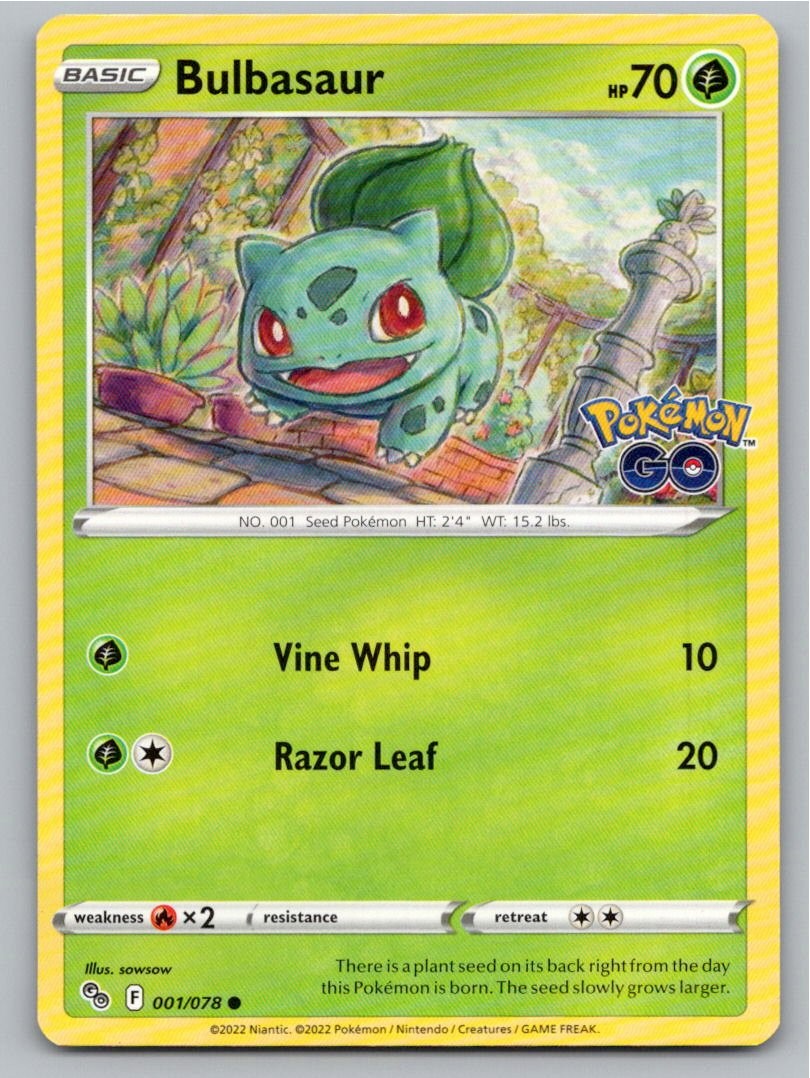2022 POKEMON BULBASAUR POKEMON GO 001/078 C NM A95650 FREE S&H 2022 POKEMON BULBASAUR POKEMON GO 001/078 C NM A95650 FREE S&H