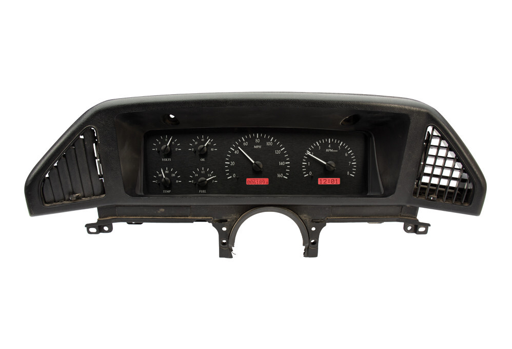 Dakota Digital 1987-91 Ford Pickup Bronco Analog Gauges Black Red VHX-87F-PU-K-R