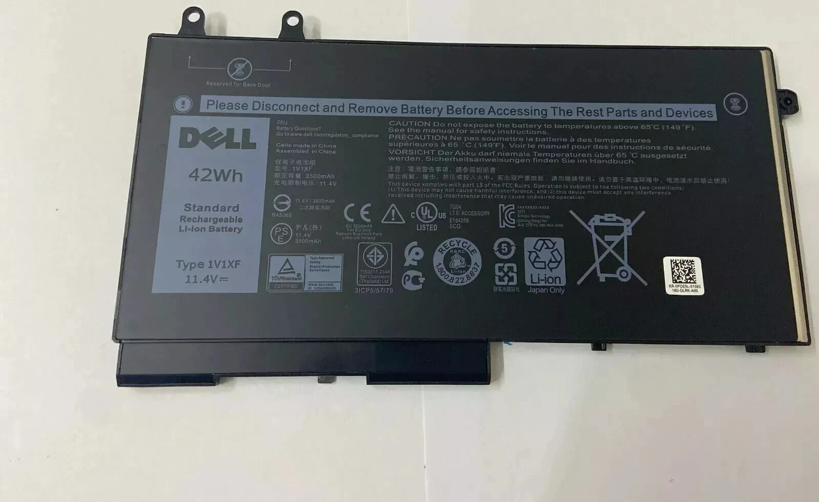 Genuine 42WH 1V1XF Battery For DELL Precision 3540 3550 Latitude 5400 5500 7VTMN