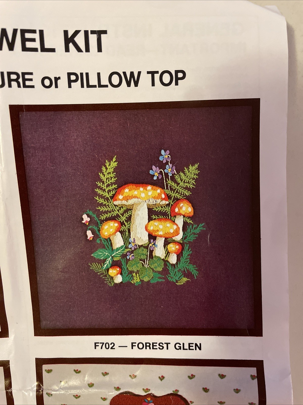 VTG Crewel Embroidery Kit Mushroom Forest Glen Family Circle *Started READ VTG Crewel Embroidery Kit Mushroom Forest Glen Family Circle *Started READ