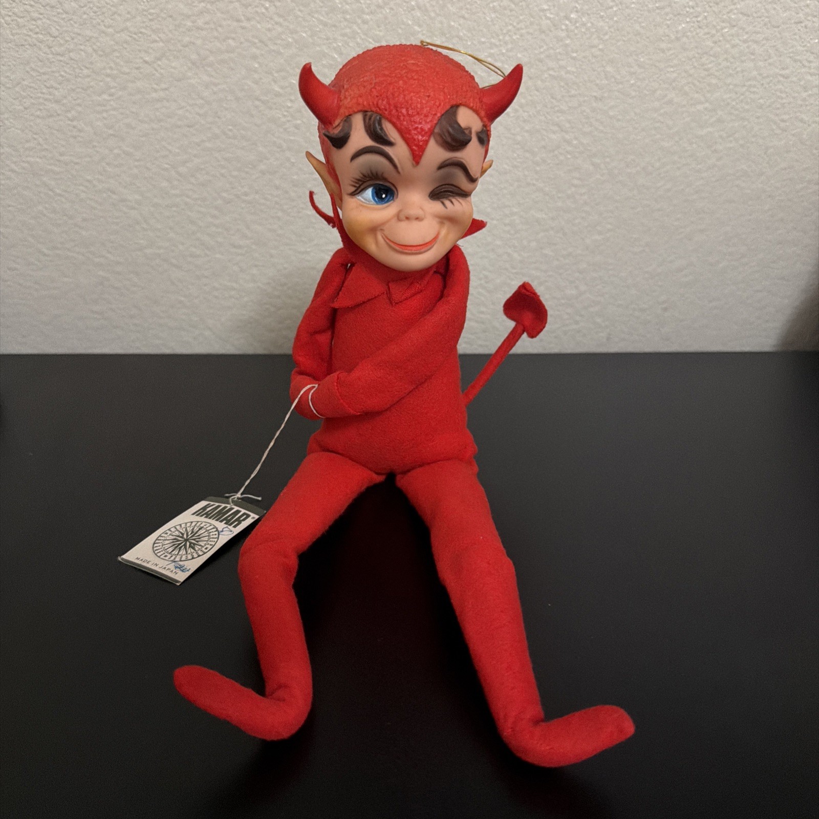Vintage KAMAR 1967 12” Red Devil Knee Hugger Elf Winking Japan w/Tag