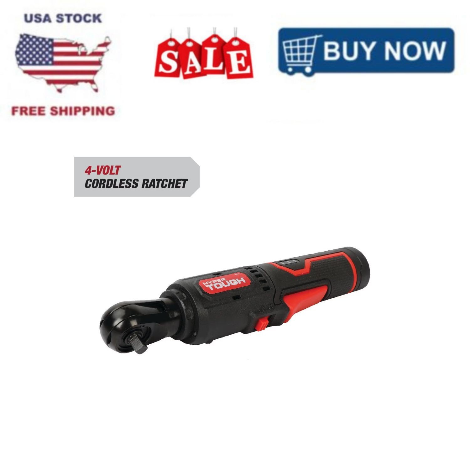 Hyper Tough 4V Cordless 1/4-in Drive Ratchet Wrench USB-C LED Model 6112